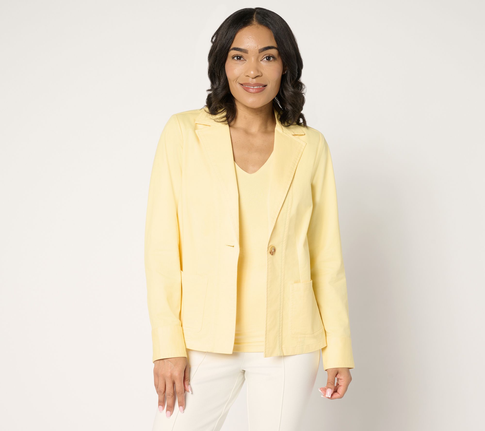 Joan Rivers Regular Signature Twill Cinched Back Blazer