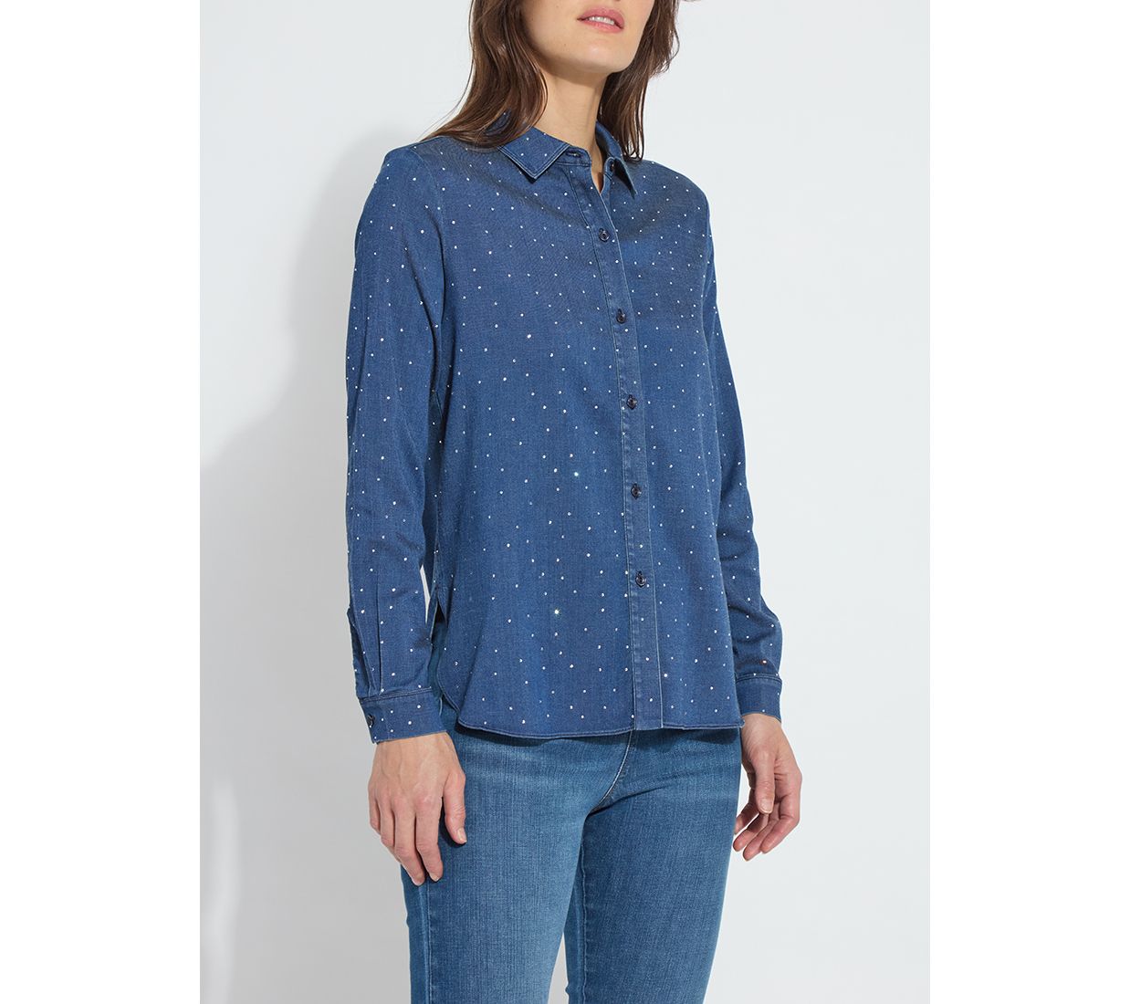 Lysse New York Cataleya Crystal Stretch Chambray Shirt