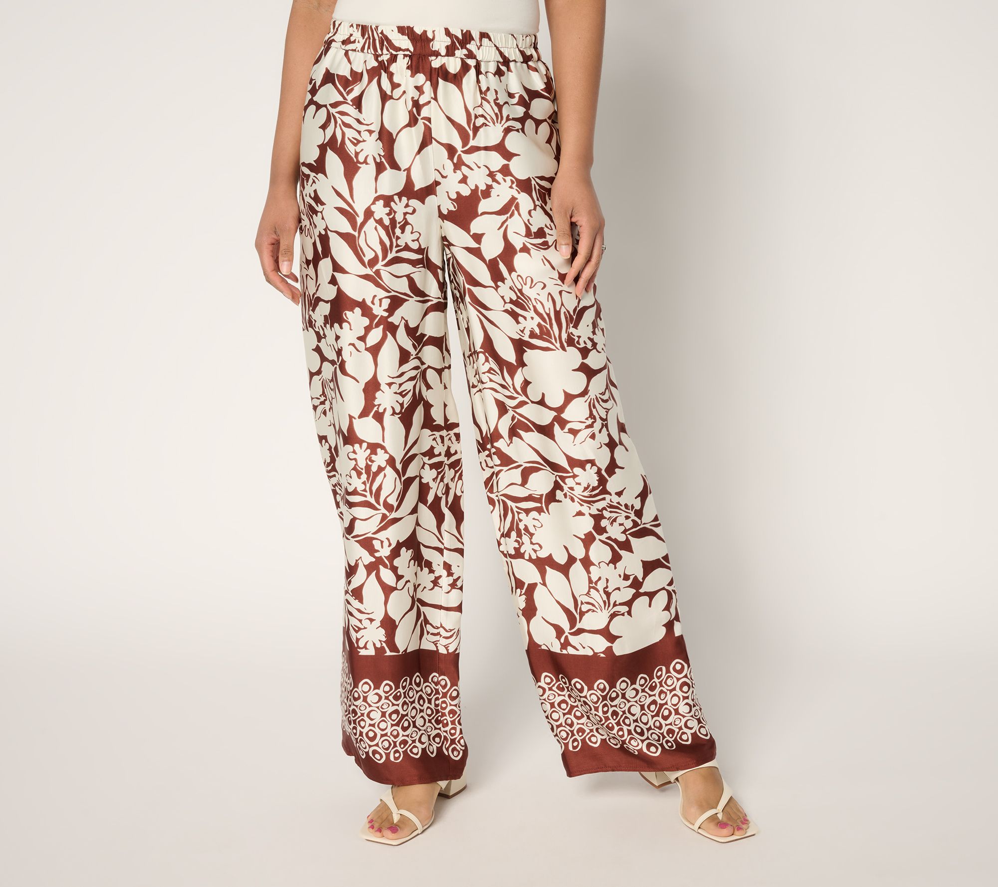 Dennis Basso Petite Woven Printed Pants with Border