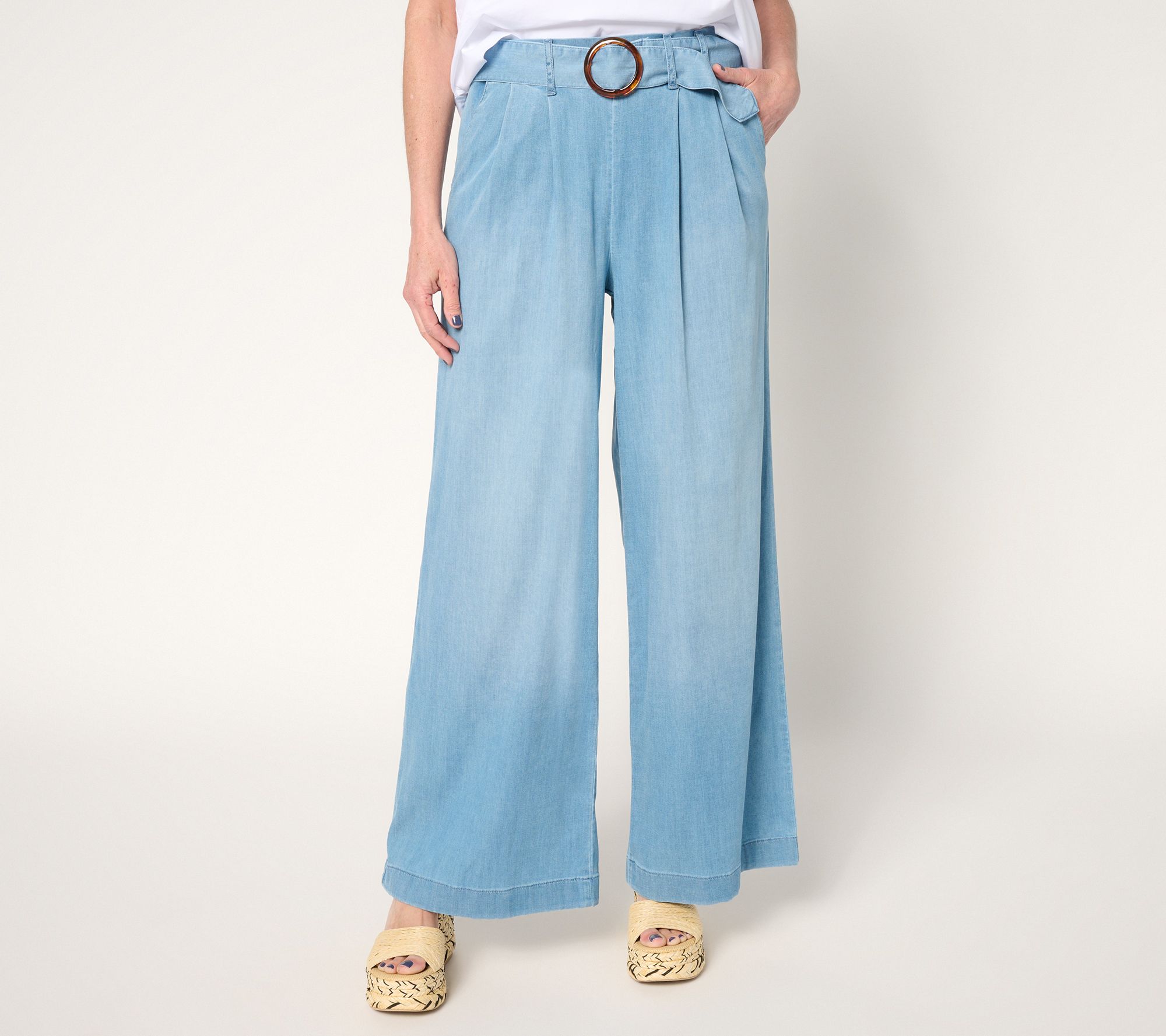 Studio Park x Rosina Grosso Petite Pull-On Stretch Lyocell Wide Leg Pant
