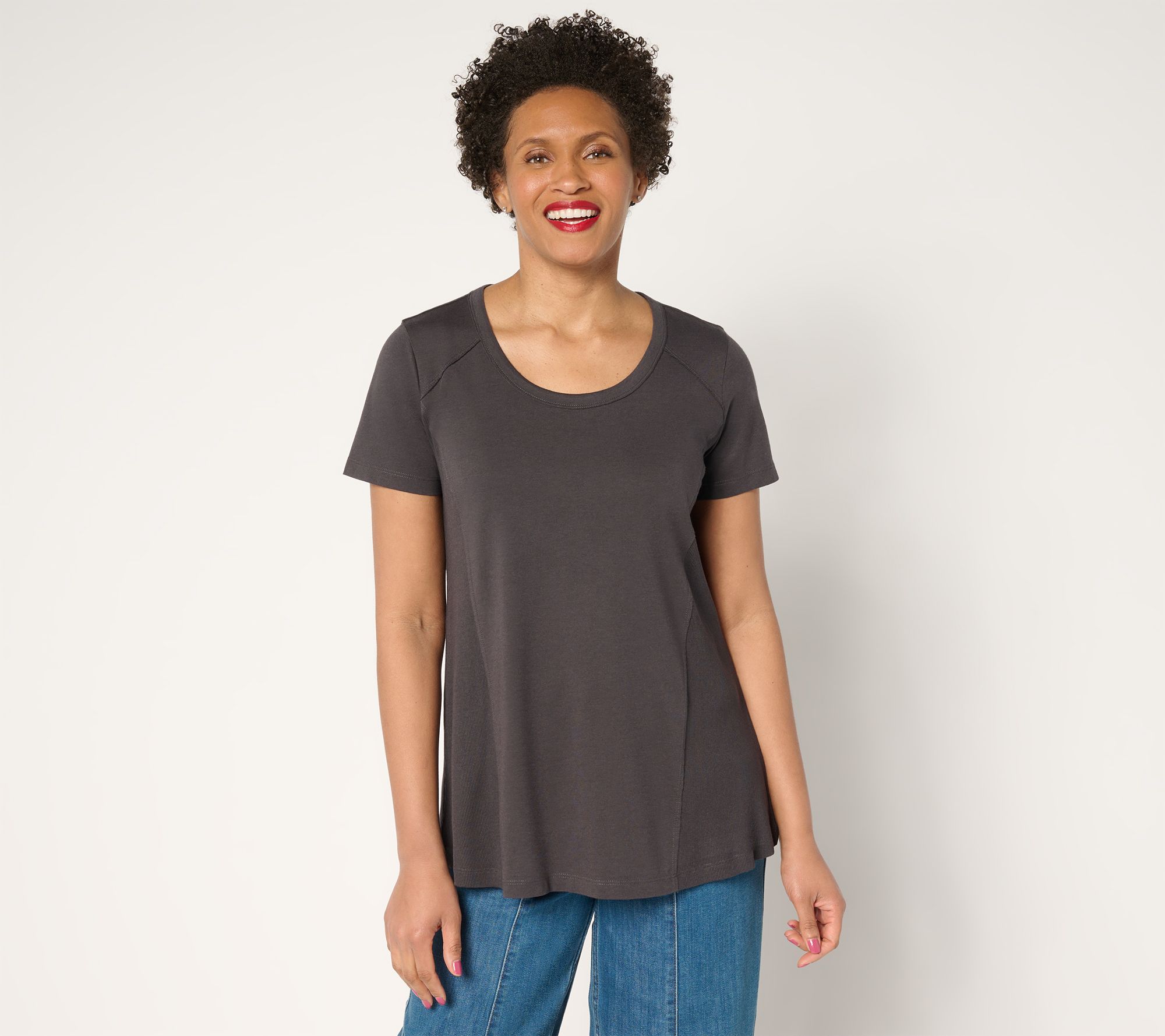 LOGO Principles by Lori Goldstein Mix Media Side Seam Tee
