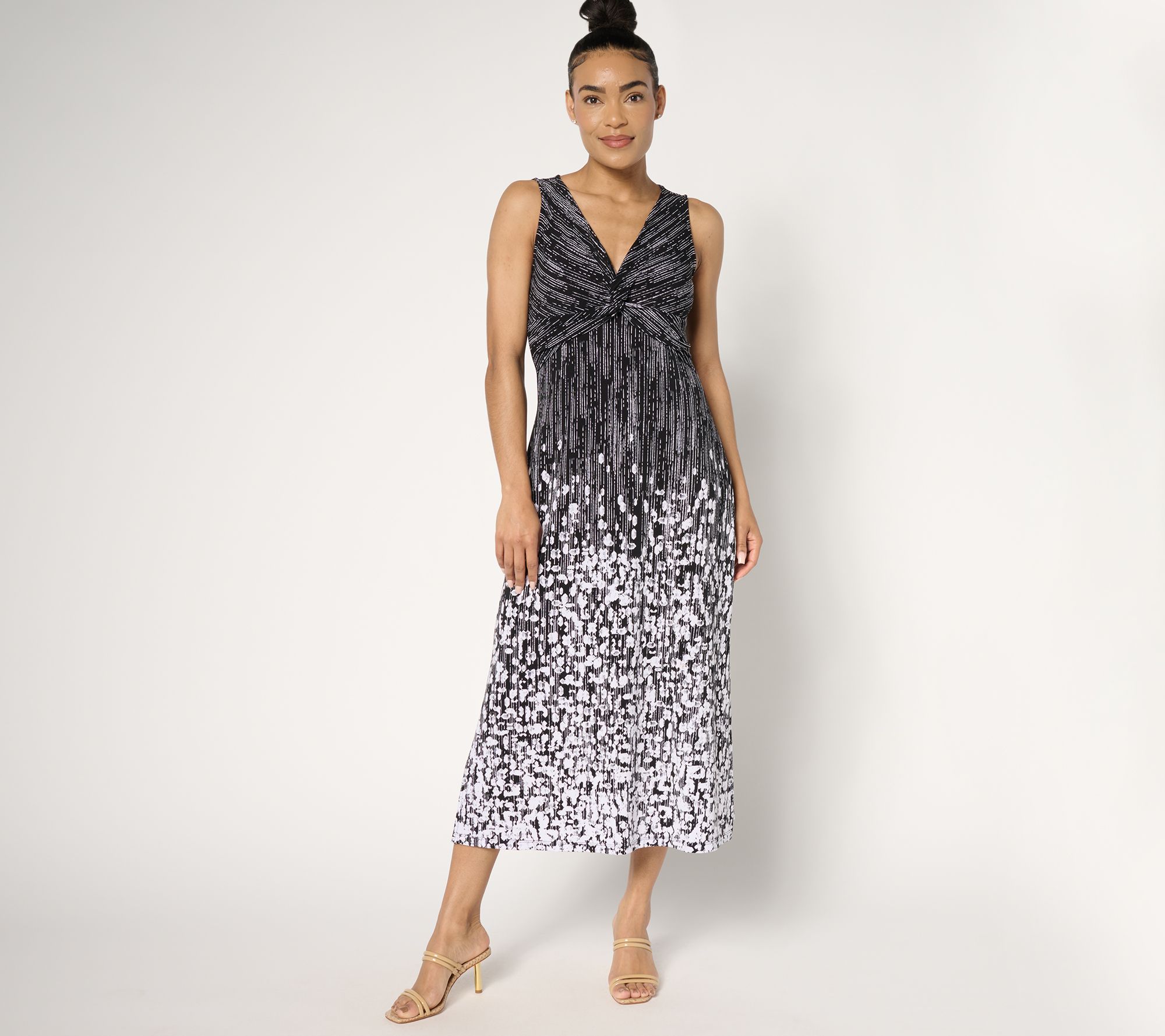 Dennis Basso Regular Italia Knit Twist Front Printed Dress