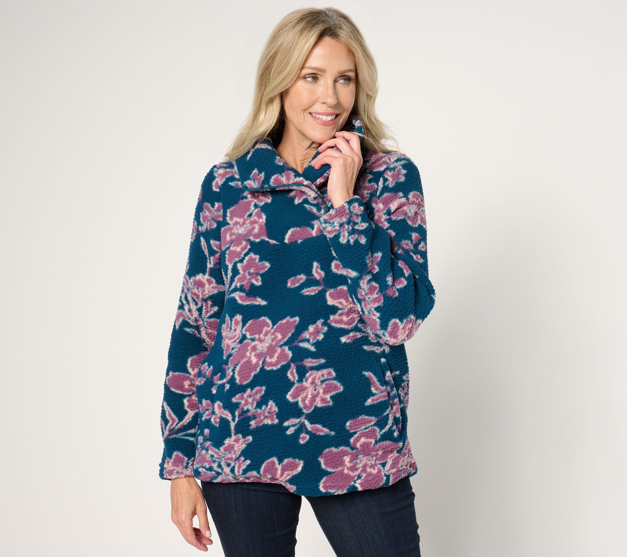 "As Is" Cuddl Duds Sherpa Fleece 1/4 Zip Pullover