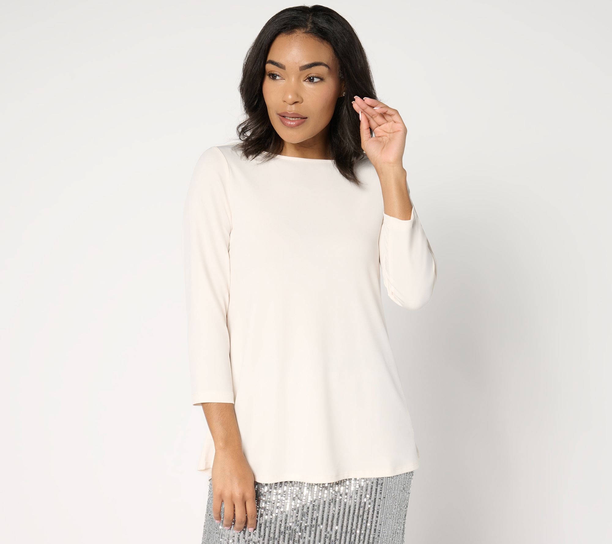 "As Is" Susan Graver Regular Modern Essentials Liquid Knit Top
