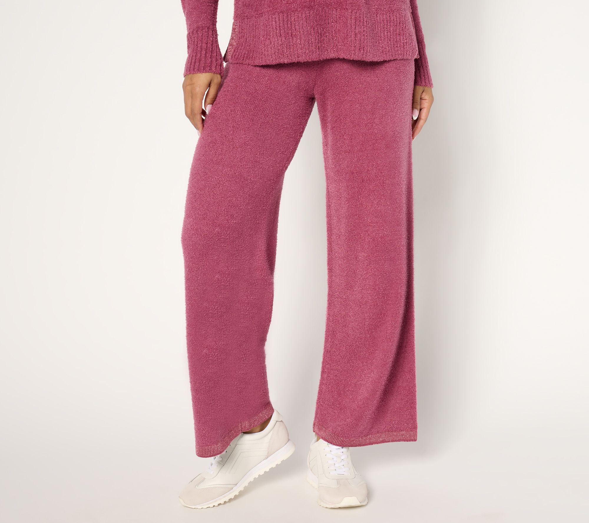 "As Is" Isaac Mizrahi Live! Tall Apres Cozy Eyelash Yarn Wide Leg Pants