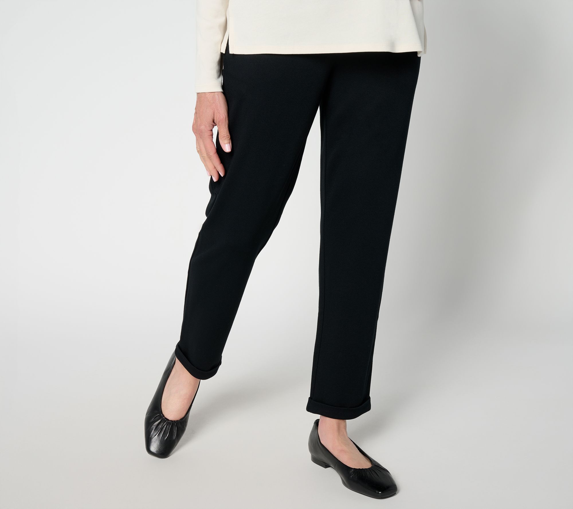 Denim & Co. Petite Knit Twill Tapered Ankle Pant