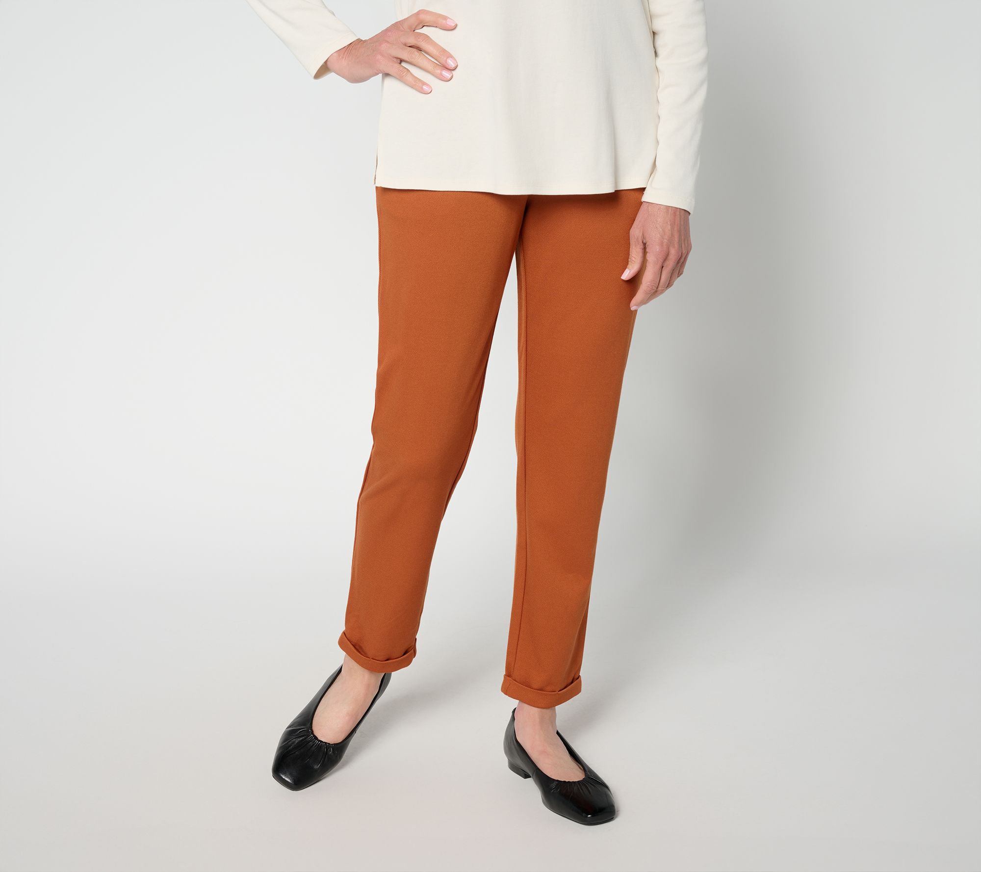 Denim & Co. Petite Knit Twill Tapered Ankle Pant