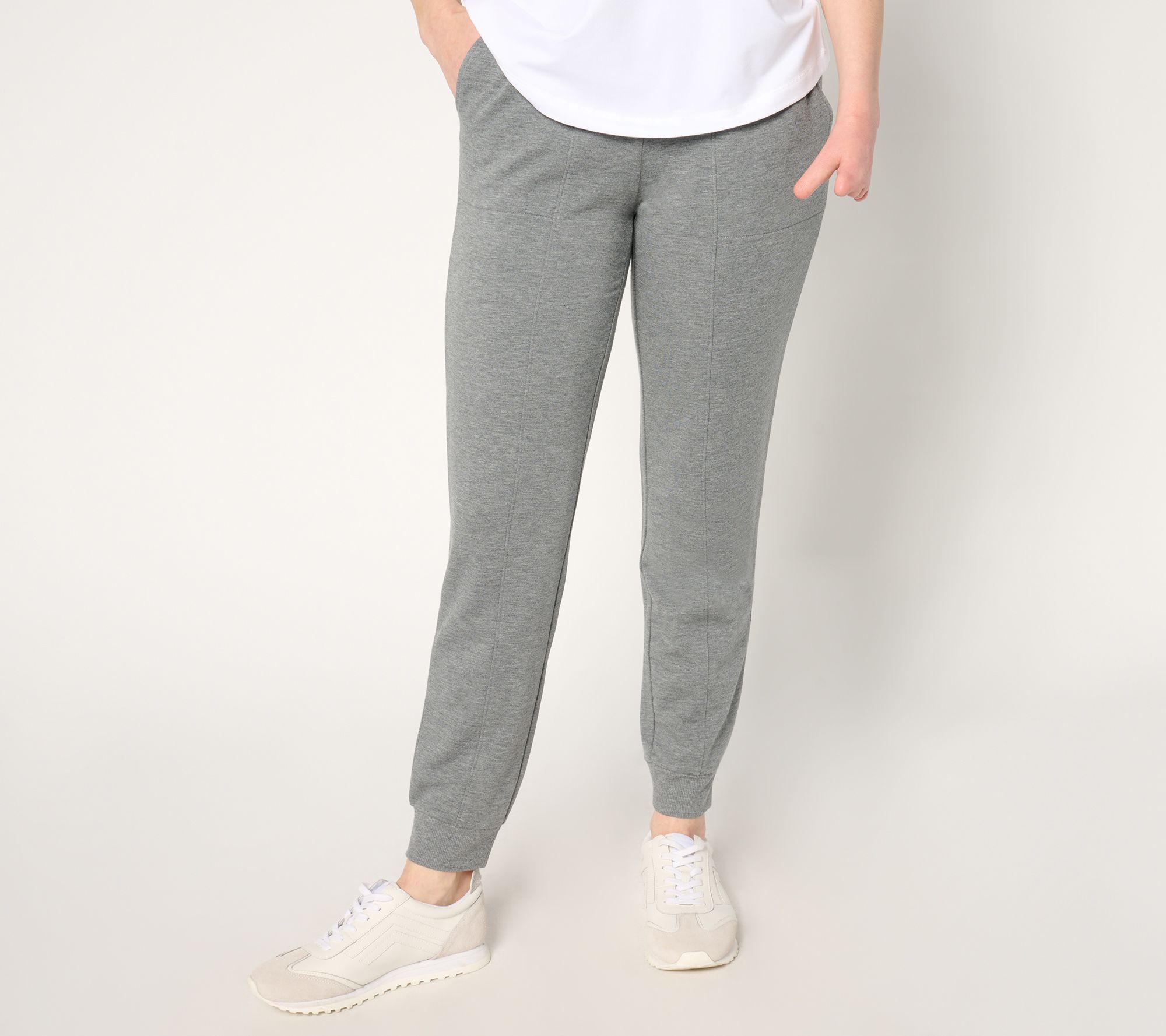 "As Is" Denim & Co. Active Petite Fleece Back Knit Ankle Jogger