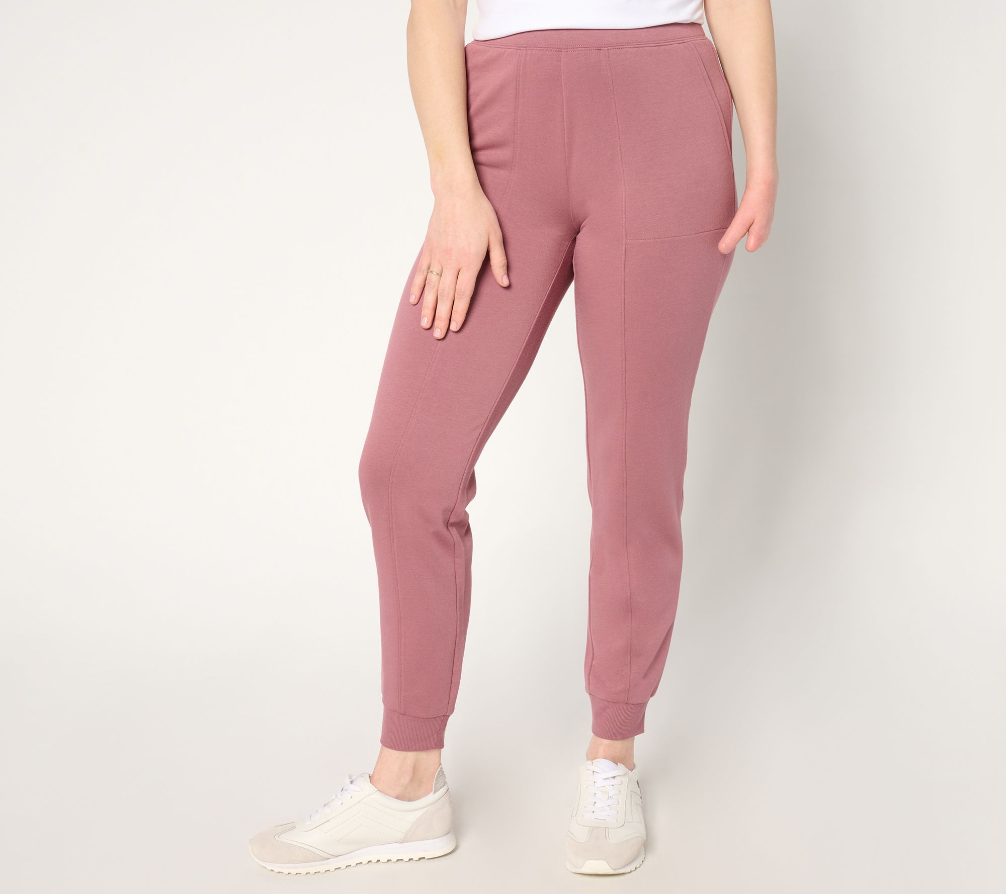 "As Is" Denim & Co. Active Petite Fleece Back Knit Ankle Jogger