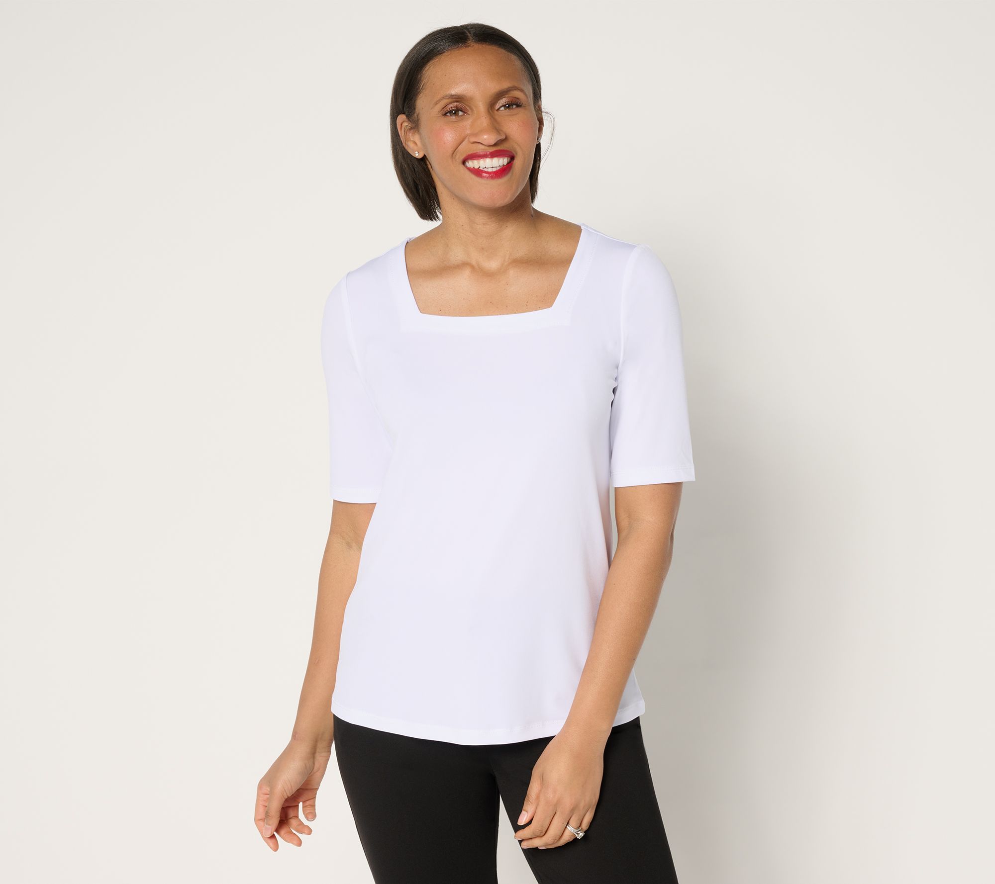 "As Is" Susan Graver Modern Essentials Liquid Knit Square Neck Top