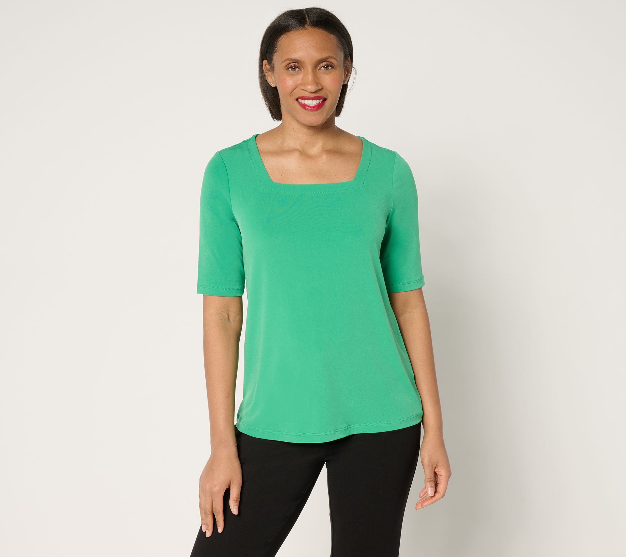 "As Is" Susan Graver Modern Essentials Liquid Knit Square Neck Top