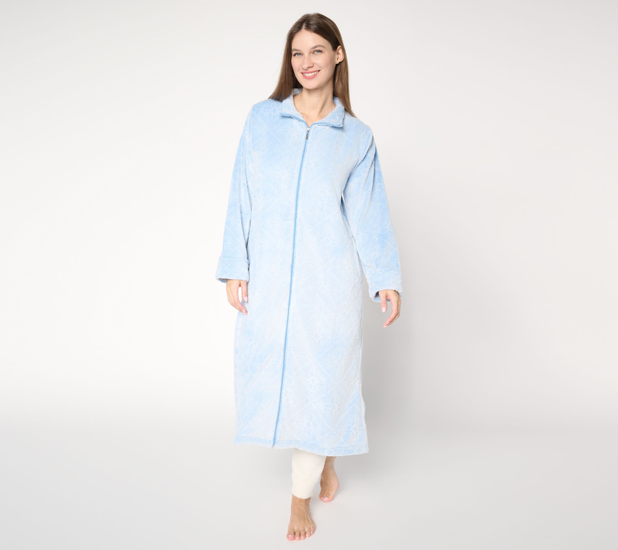Stan Herman Burnout Silky Plush Zip Robe