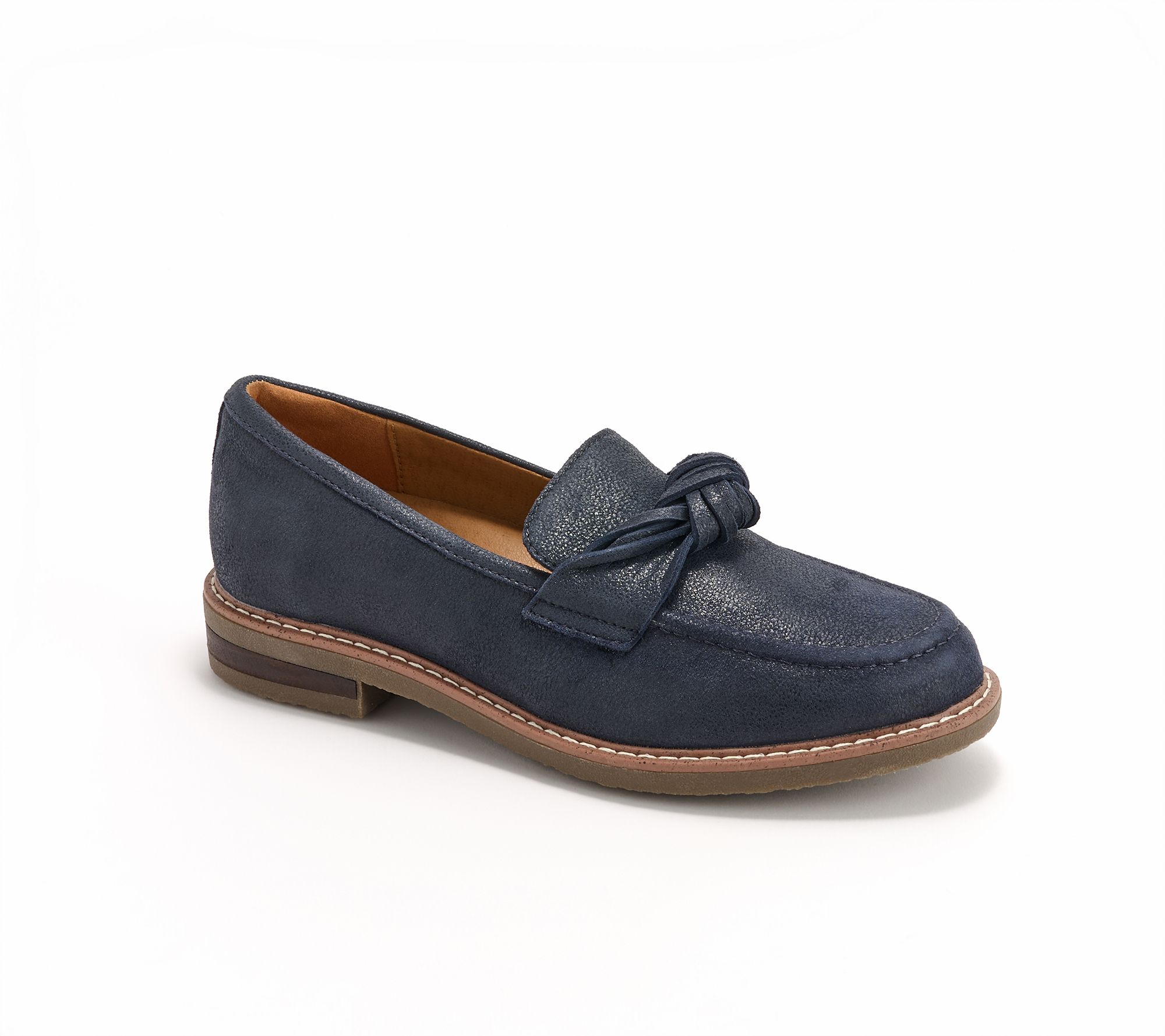 Earth Leather Slip-On Loafers with Knot Detail - Jayde