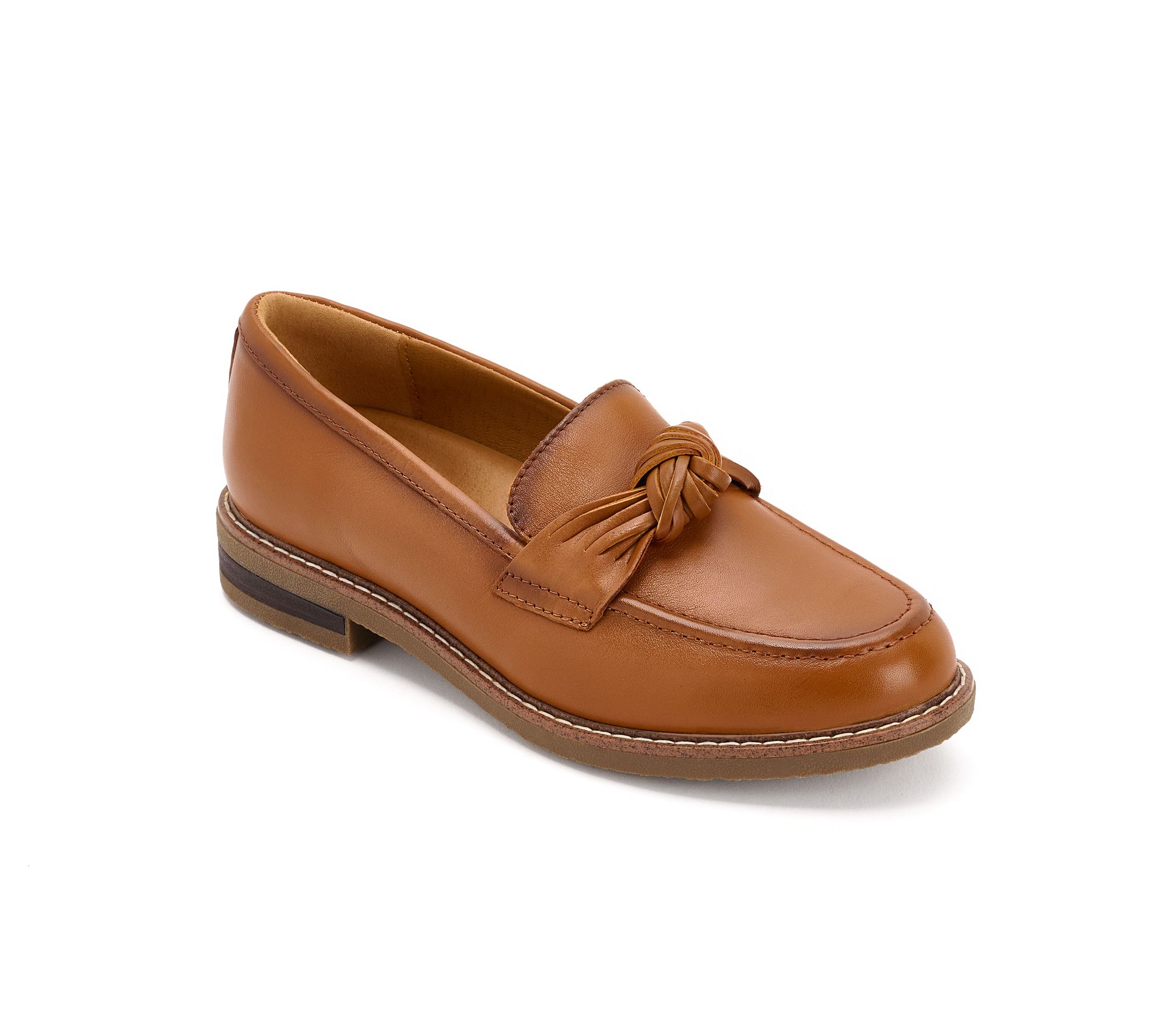 Earth Leather Slip-On Loafers with Knot Detail - Jayde