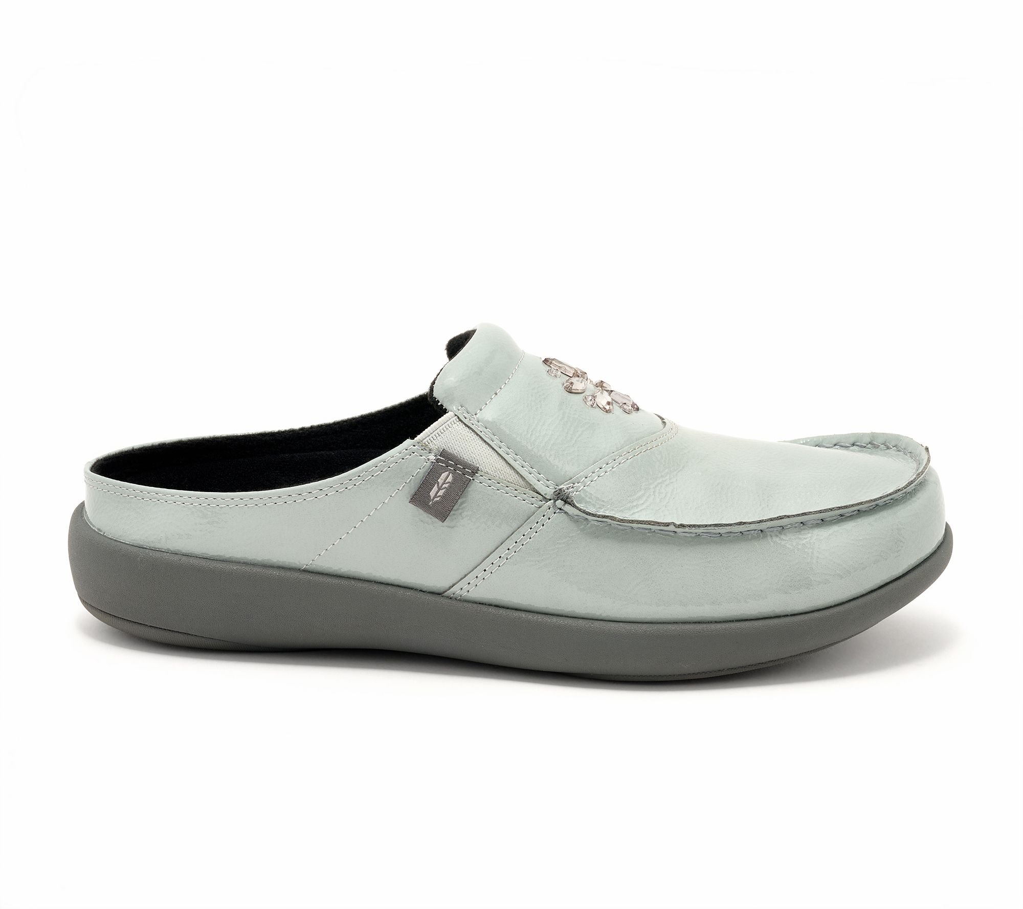 【leticia】VALLETTA01 silver Revitalign Orthotic Patent Embellished Mules - Siesta Glitz