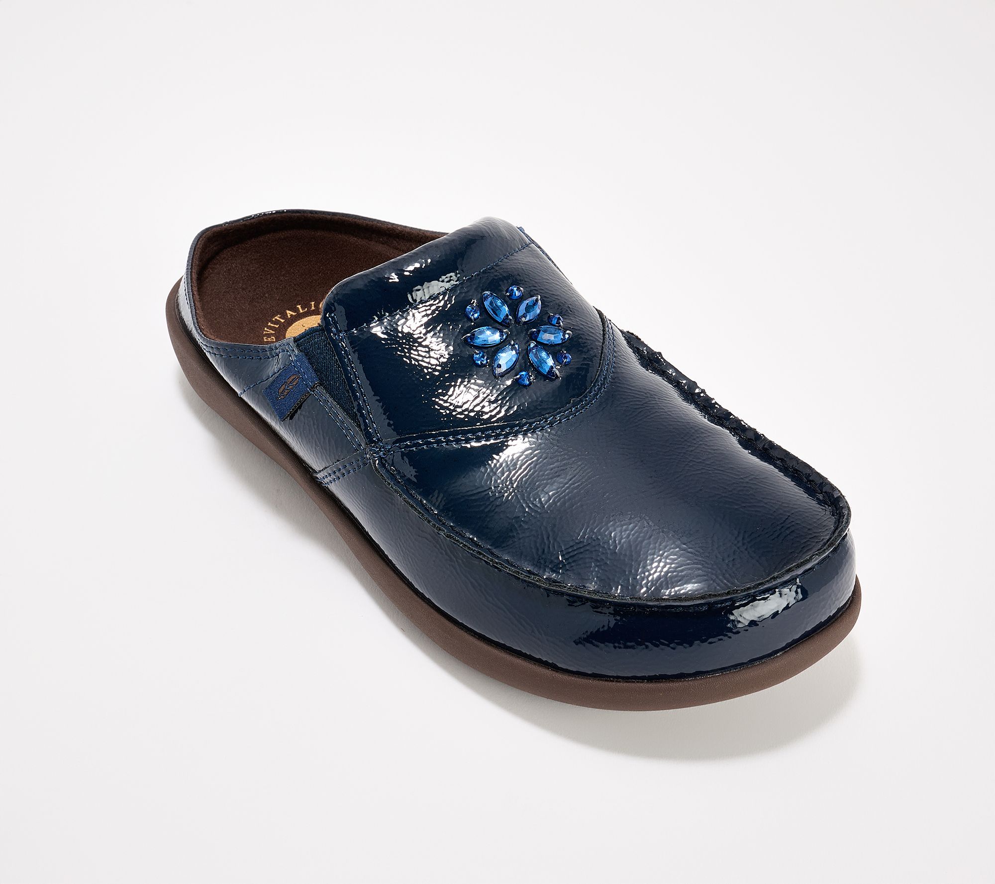 Revitalign Orthotic Patent Embellished Mules - Siesta Glitz