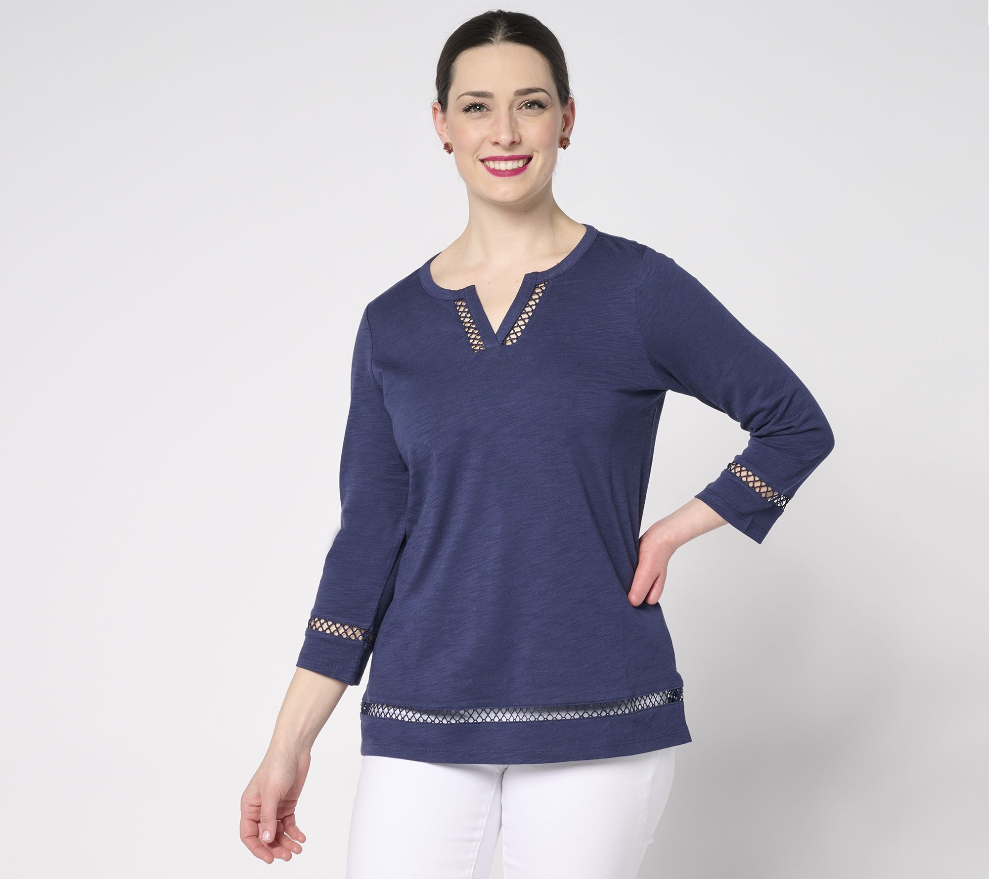 "As Is" Belle Beach by Kim Gravel Slub Knit Breezy Bliss Top