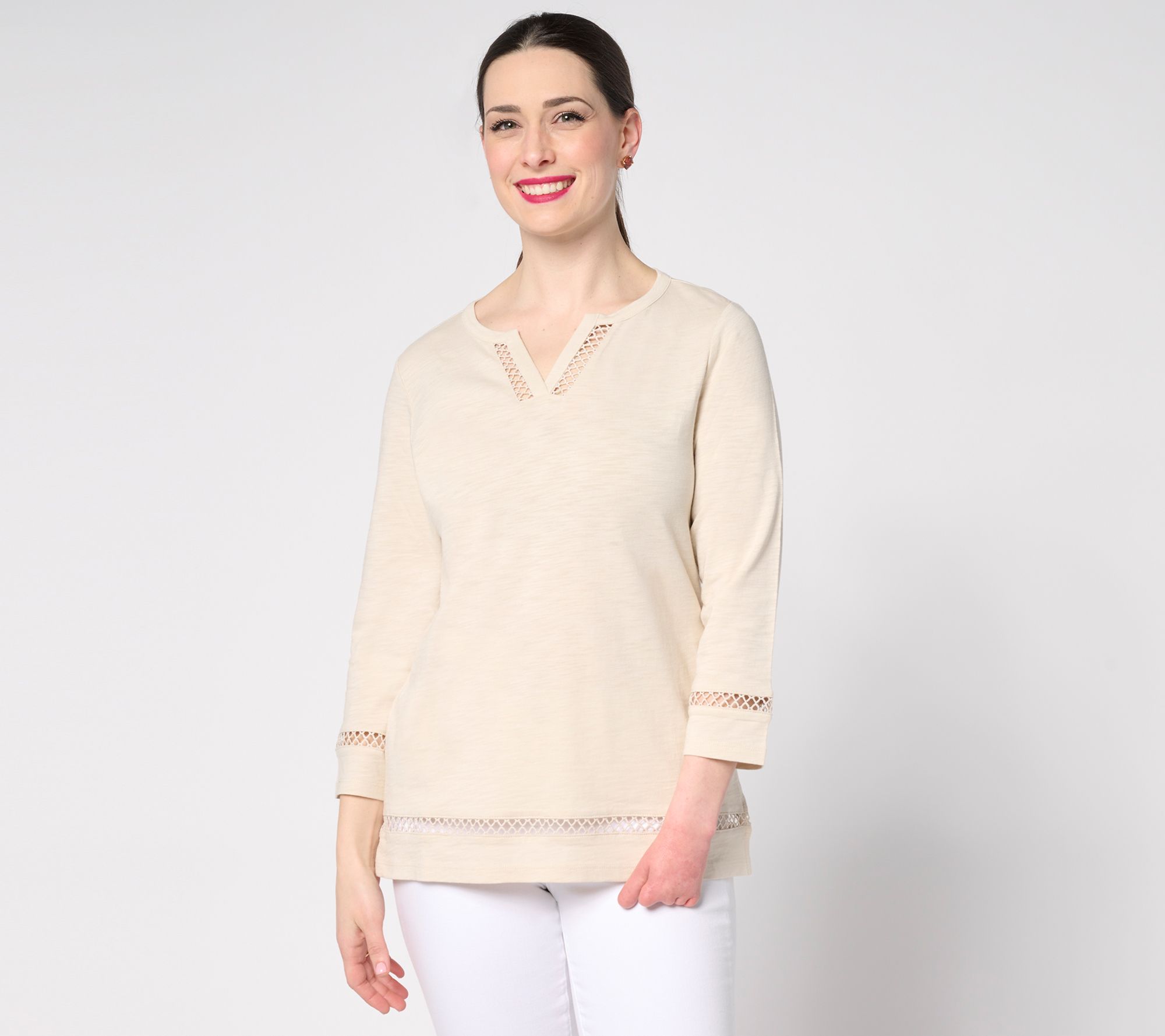 "As Is" Belle Beach by Kim Gravel Slub Knit Breezy Bliss Top