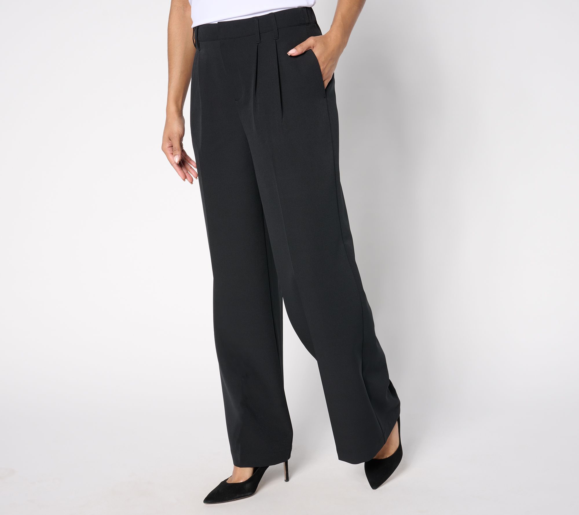 "As Is" Joan Rivers Regular Bitsy Stretch Woven Wide Leg Trouser Pant