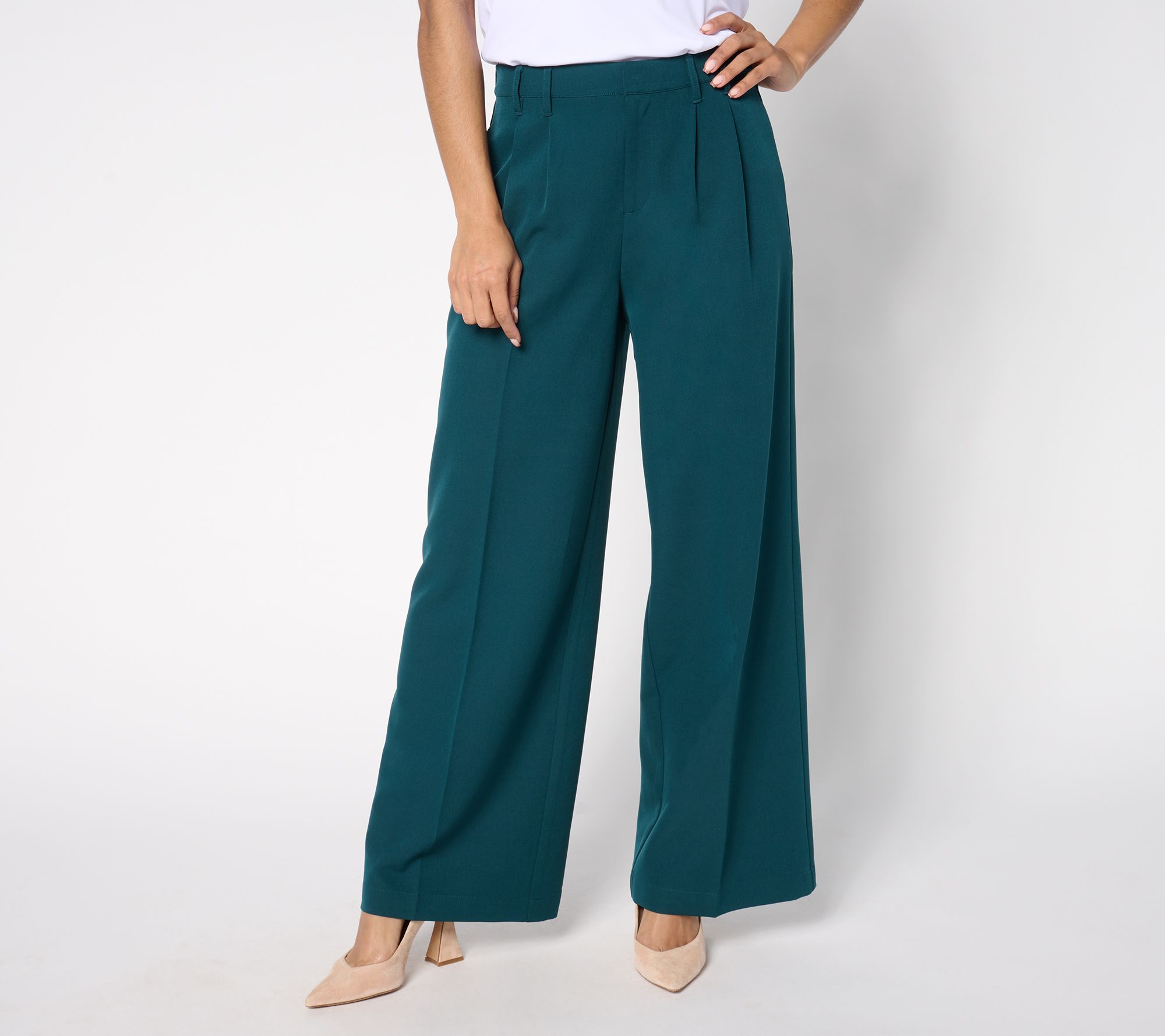 "As Is" Joan Rivers Regular Bitsy Stretch Woven Wide Leg Trouser Pant