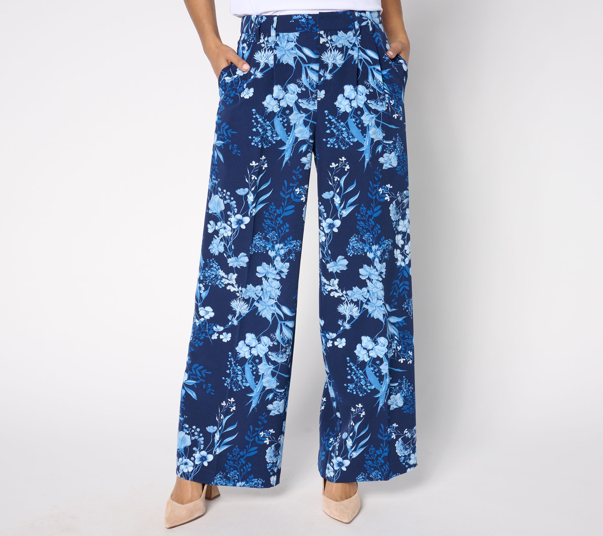 "As Is" Joan Rivers Regular Bitsy Stretch Woven Wide Leg Trouser Pant