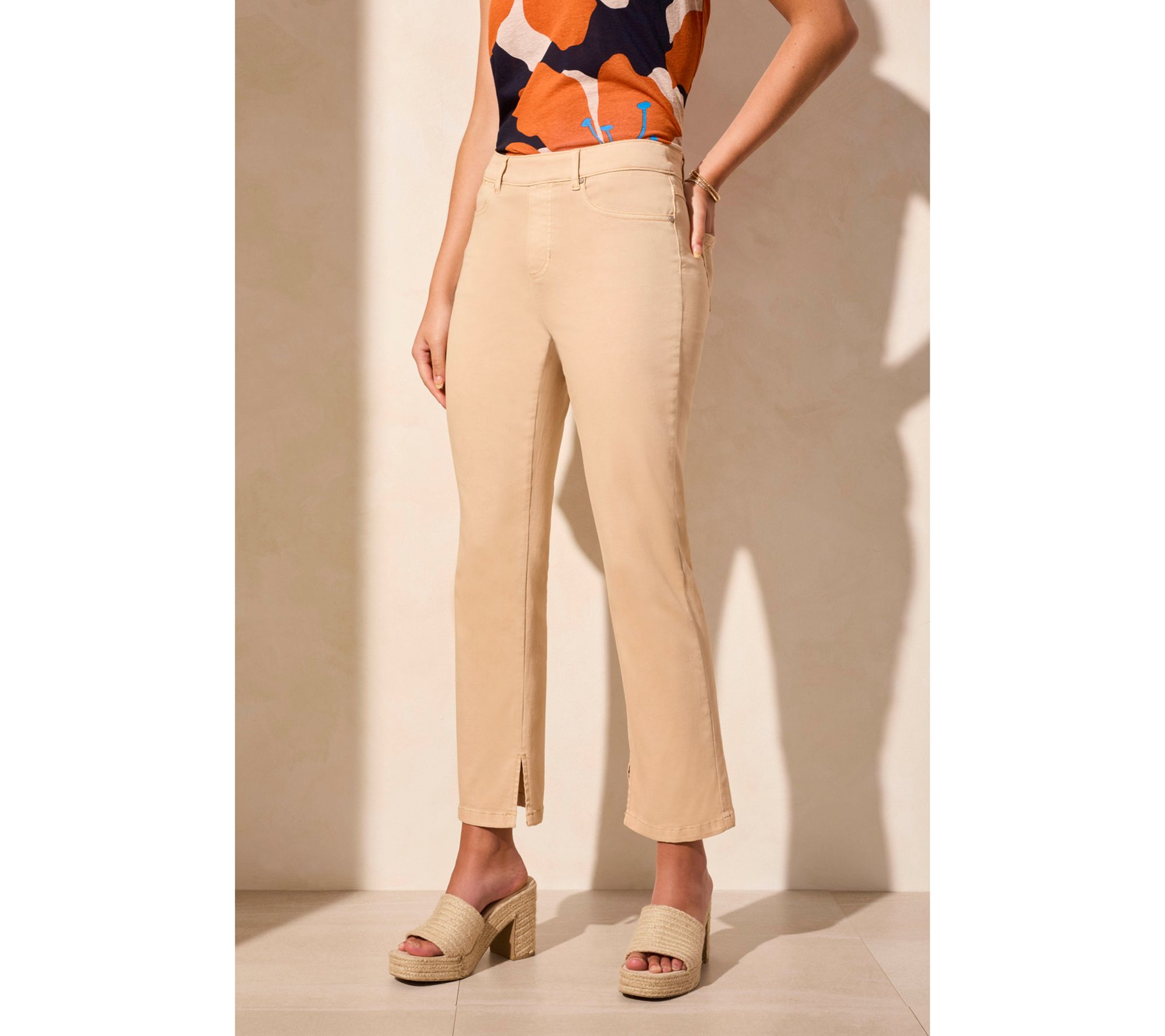 Tribal Comfort Stretch Pull-On Ankle Pant w/ Inseam Slit