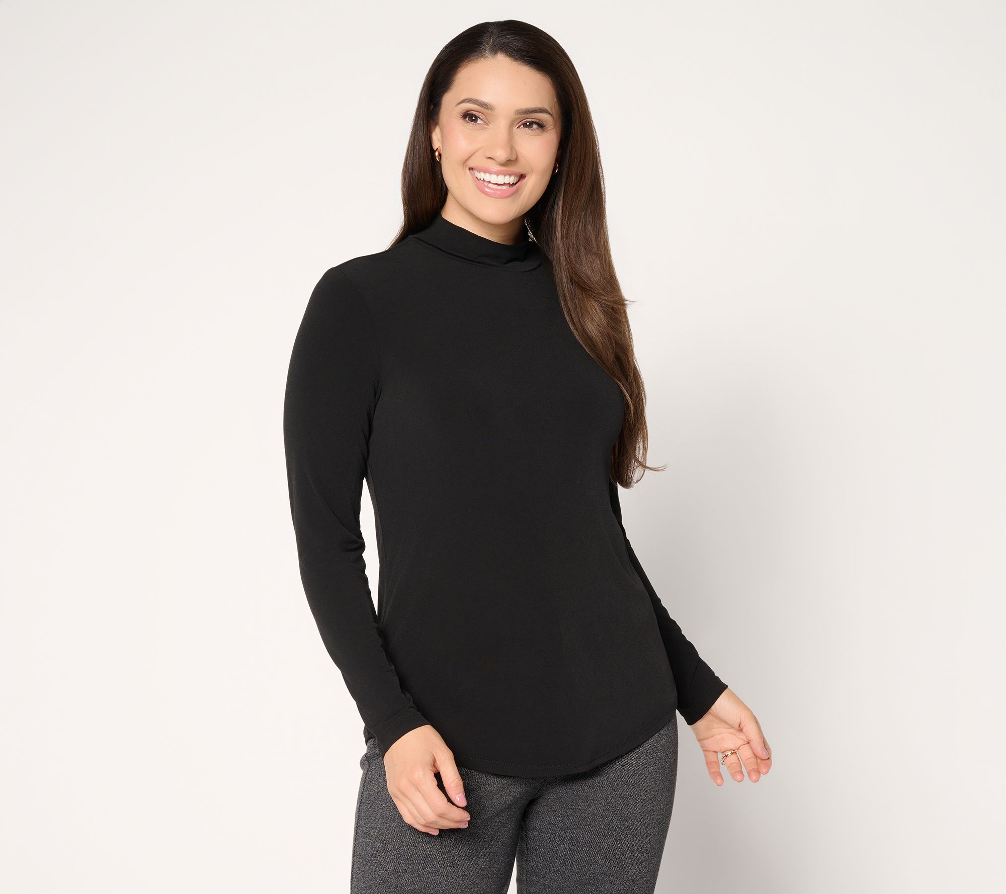Susan Graver Sleek Essentials Liquid Knit Mock Neck Top