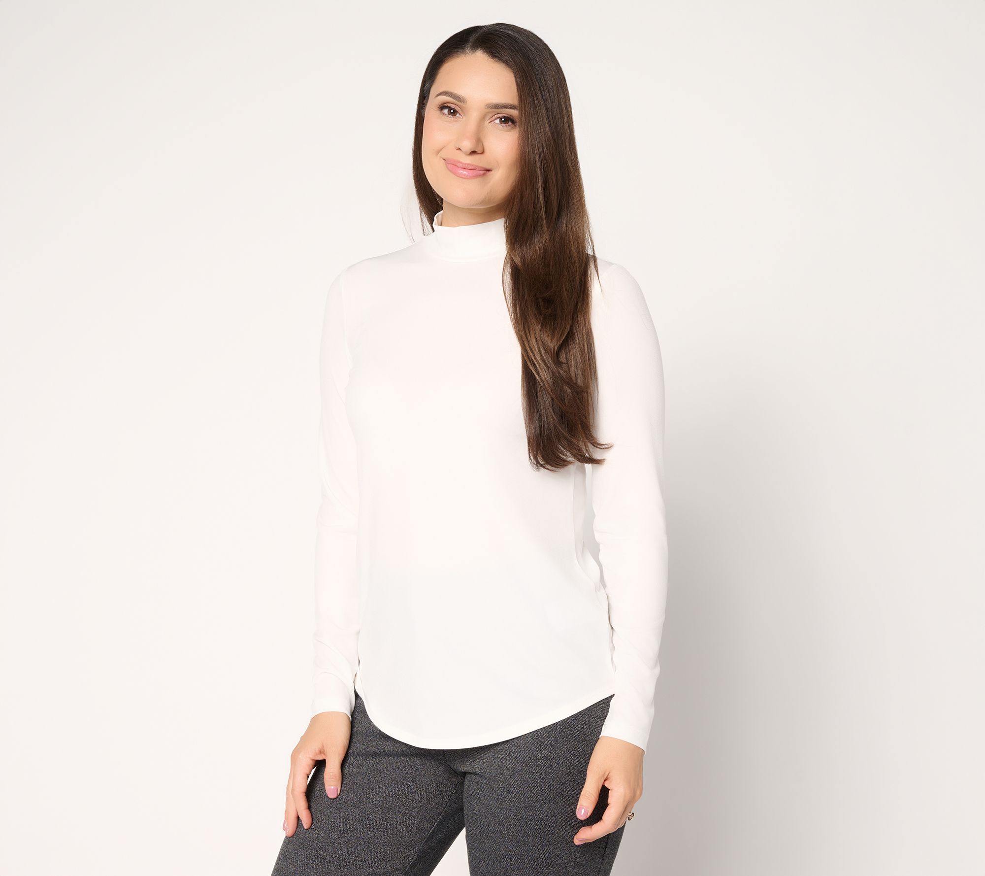 Susan Graver Sleek Essentials Liquid Knit Mock Neck Top