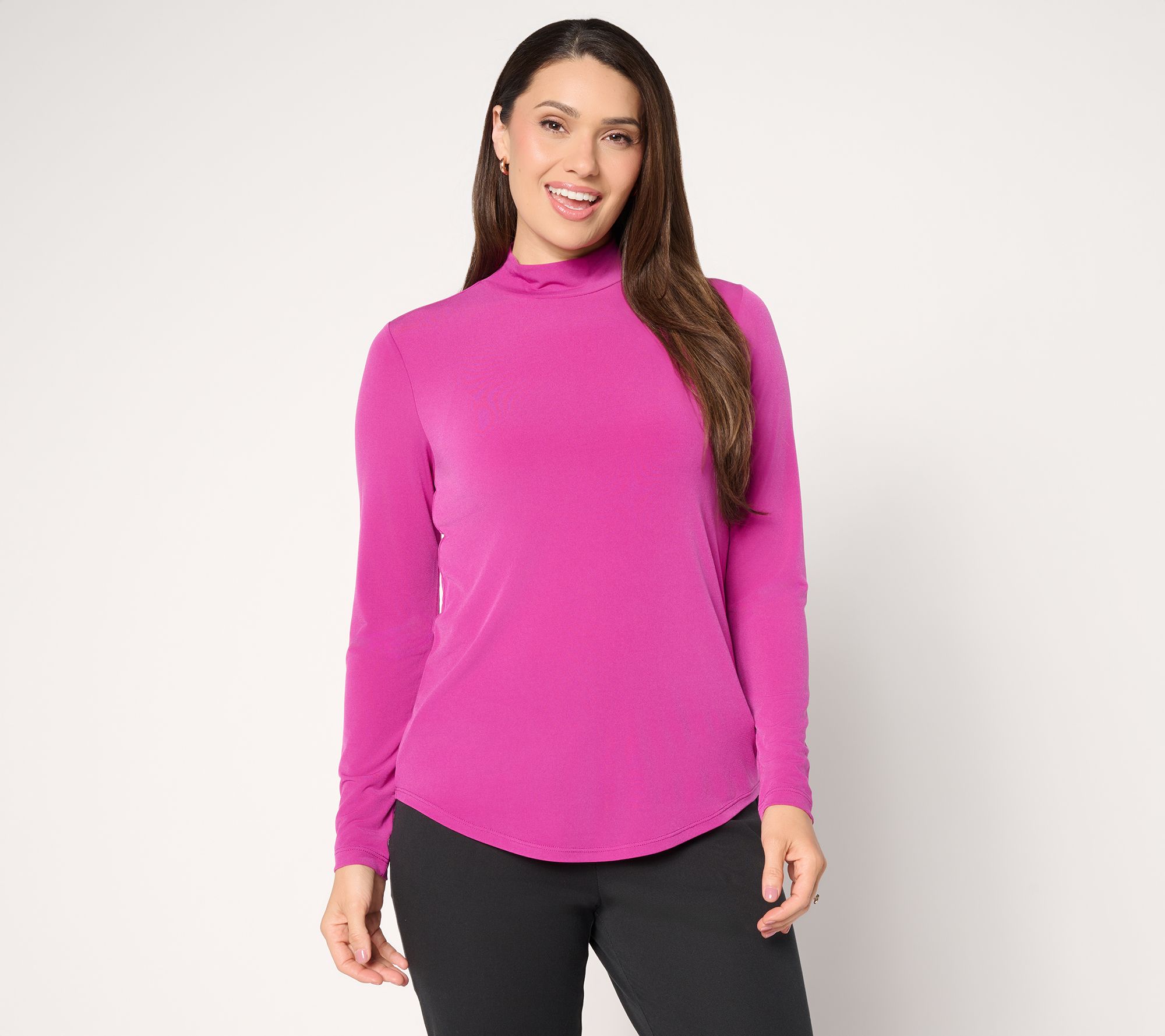 Susan Graver Sleek Essentials Liquid Knit Mock Neck Top