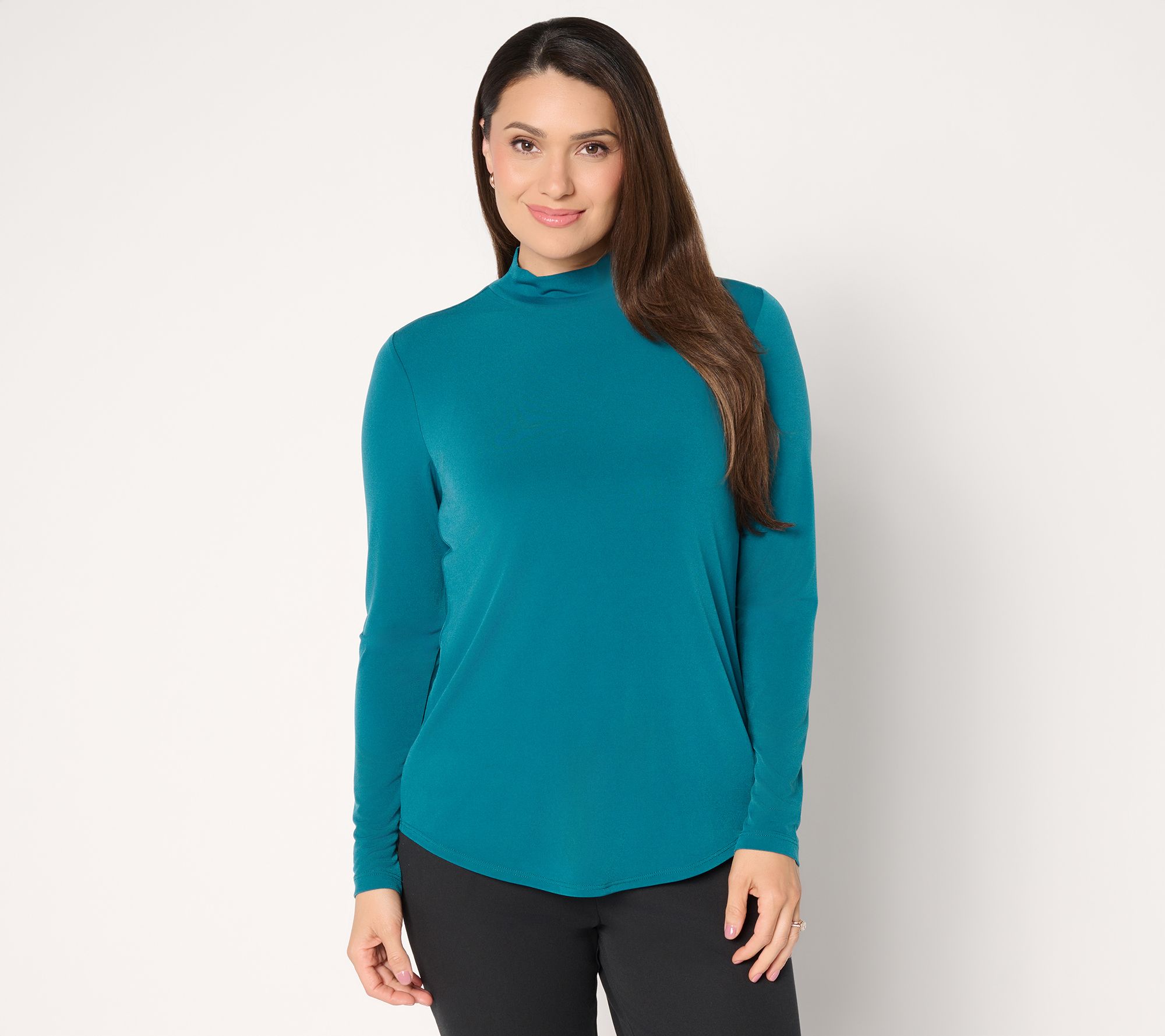 Susan Graver Sleek Essentials Liquid Knit Mock Neck Top