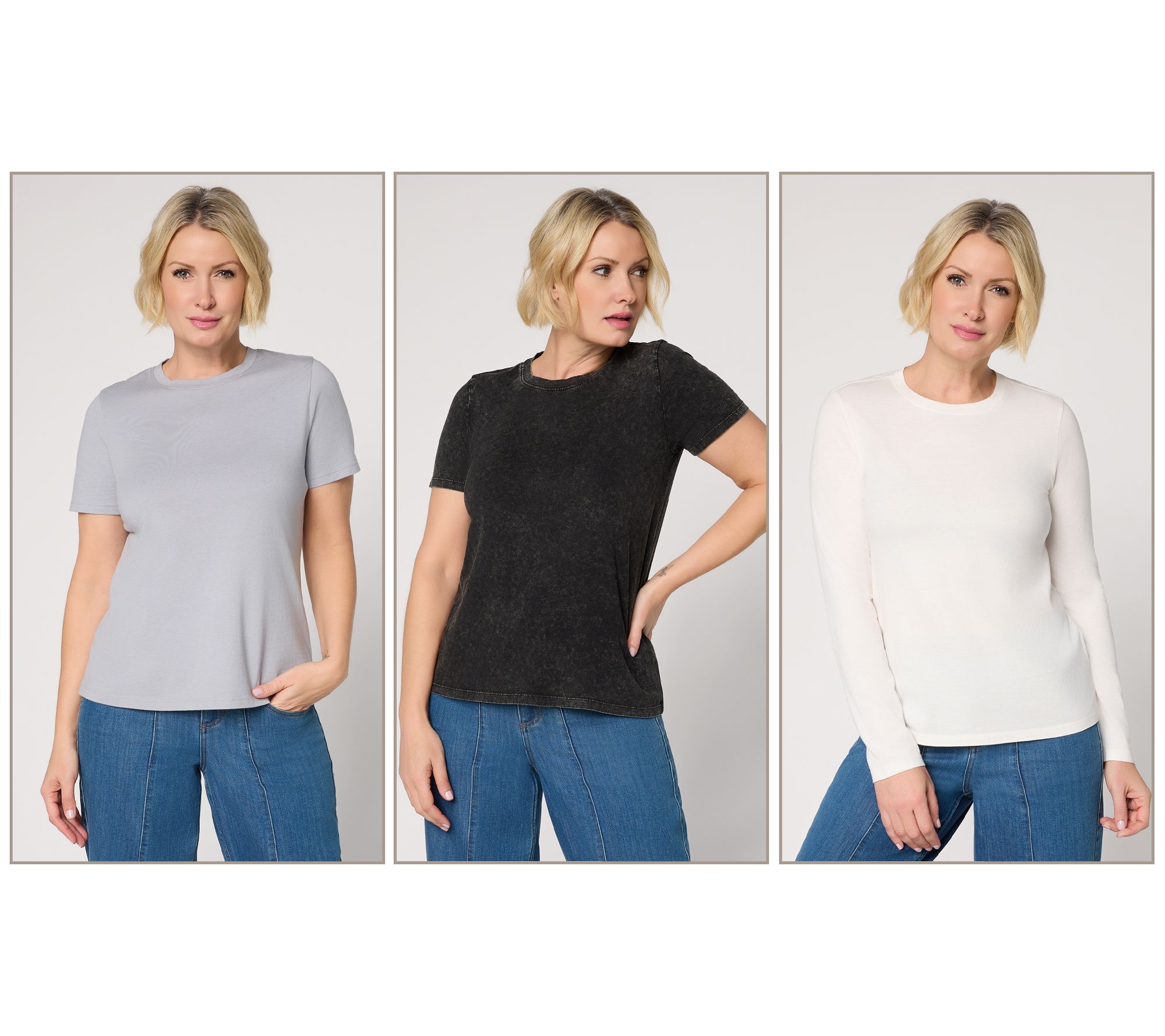 LOGO Principles by Lori Goldstein Set of 3 Crew Neck Tops