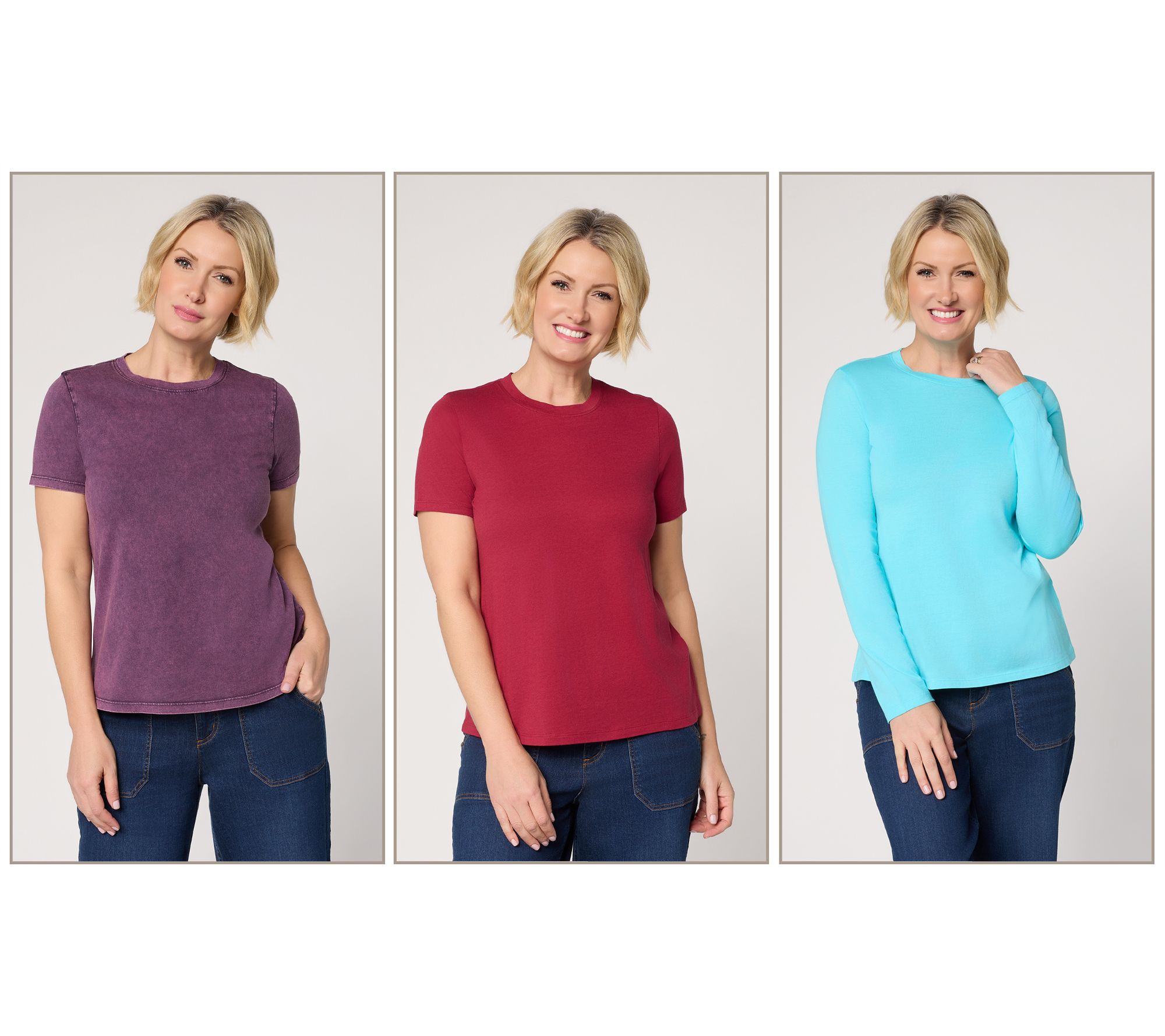 LOGO Principles by Lori Goldstein Set of 3 Crew Neck Tops