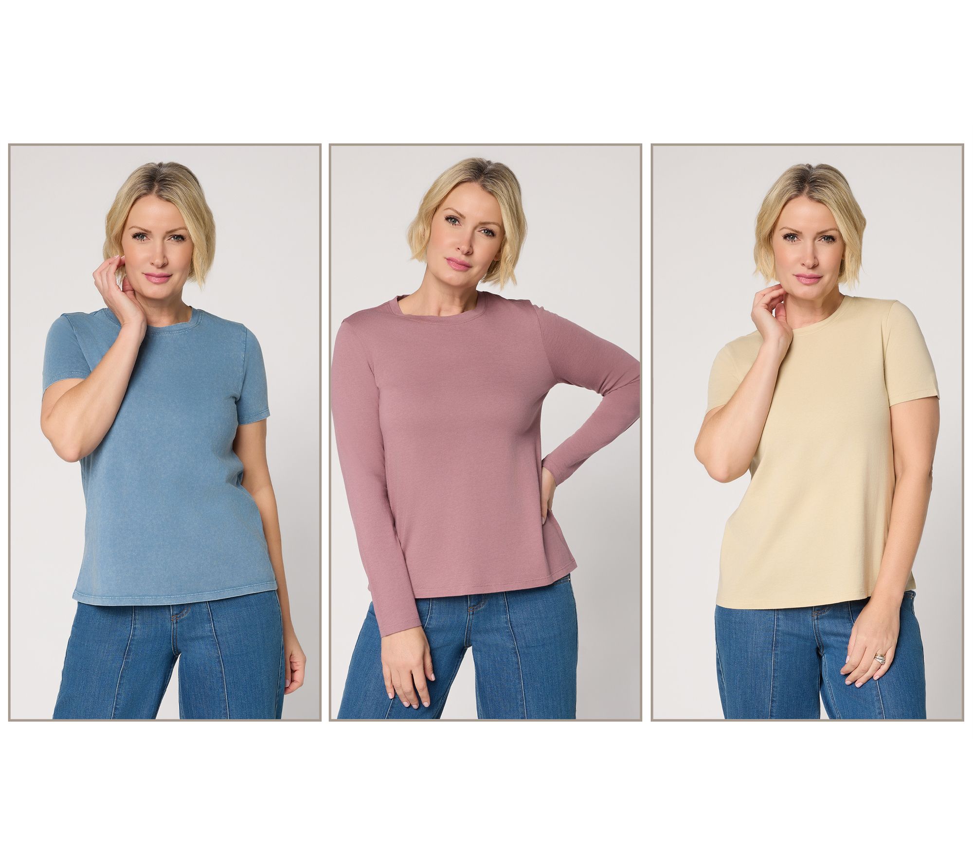 LOGO Principles by Lori Goldstein Set of 3 Crew Neck Tops