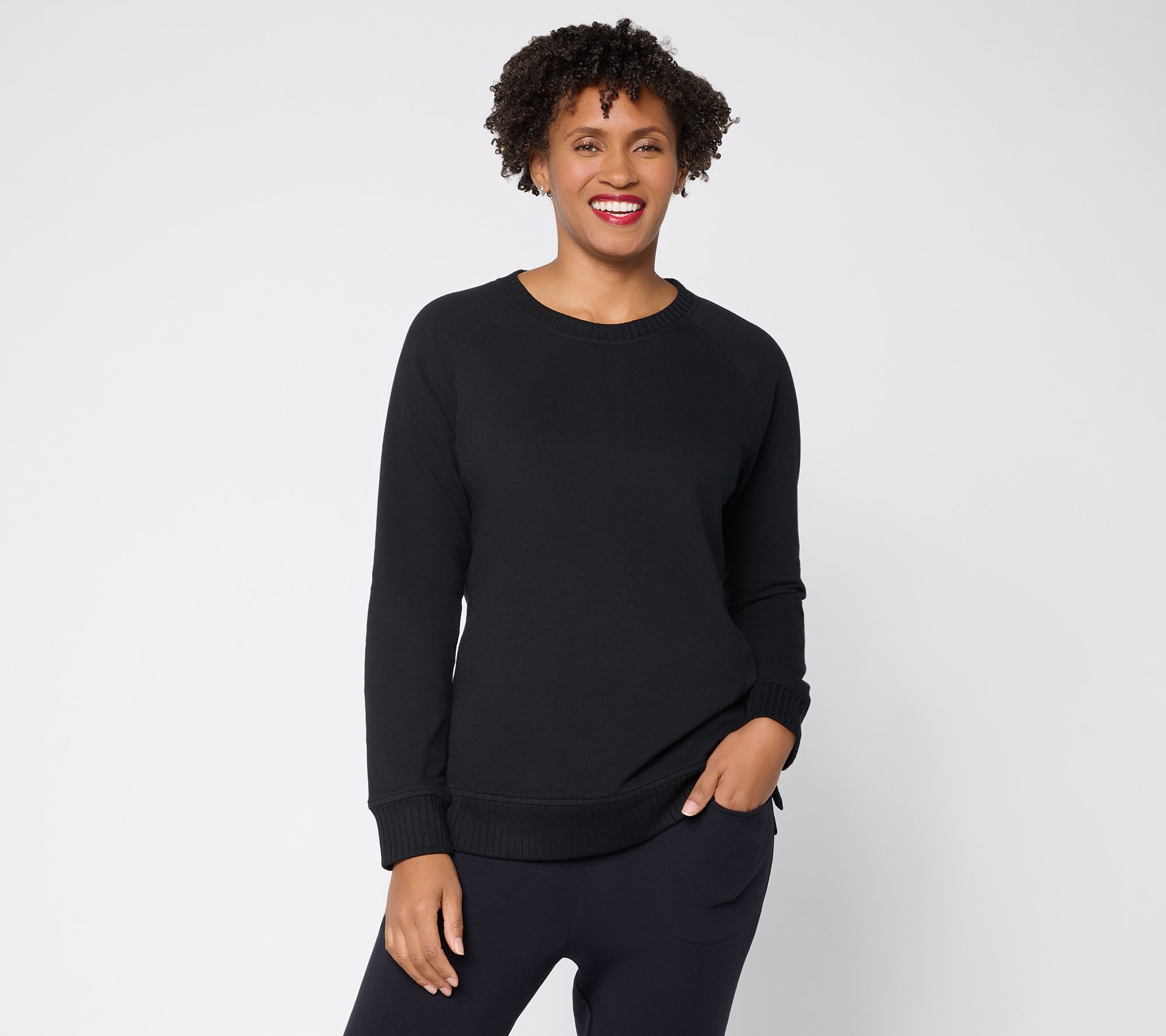 Belle by Kim Gravel French Terry Top with Wide Rib Trim