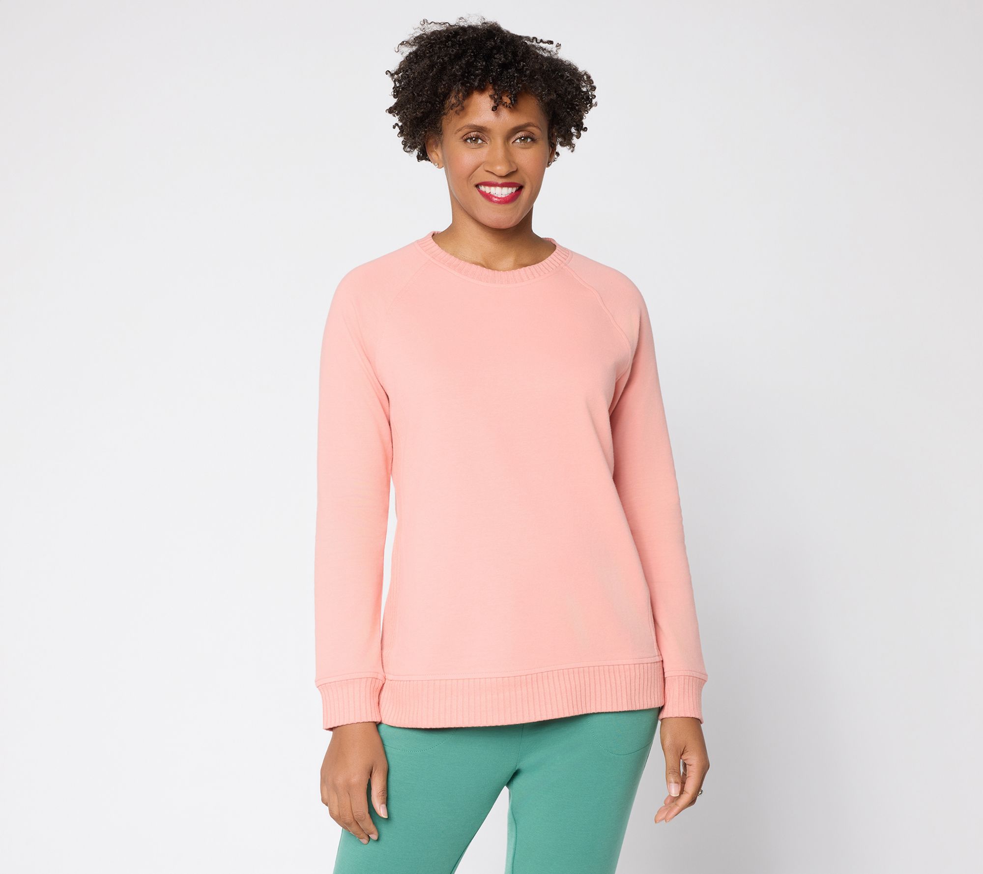 Belle by Kim Gravel French Terry Top with Wide Rib Trim