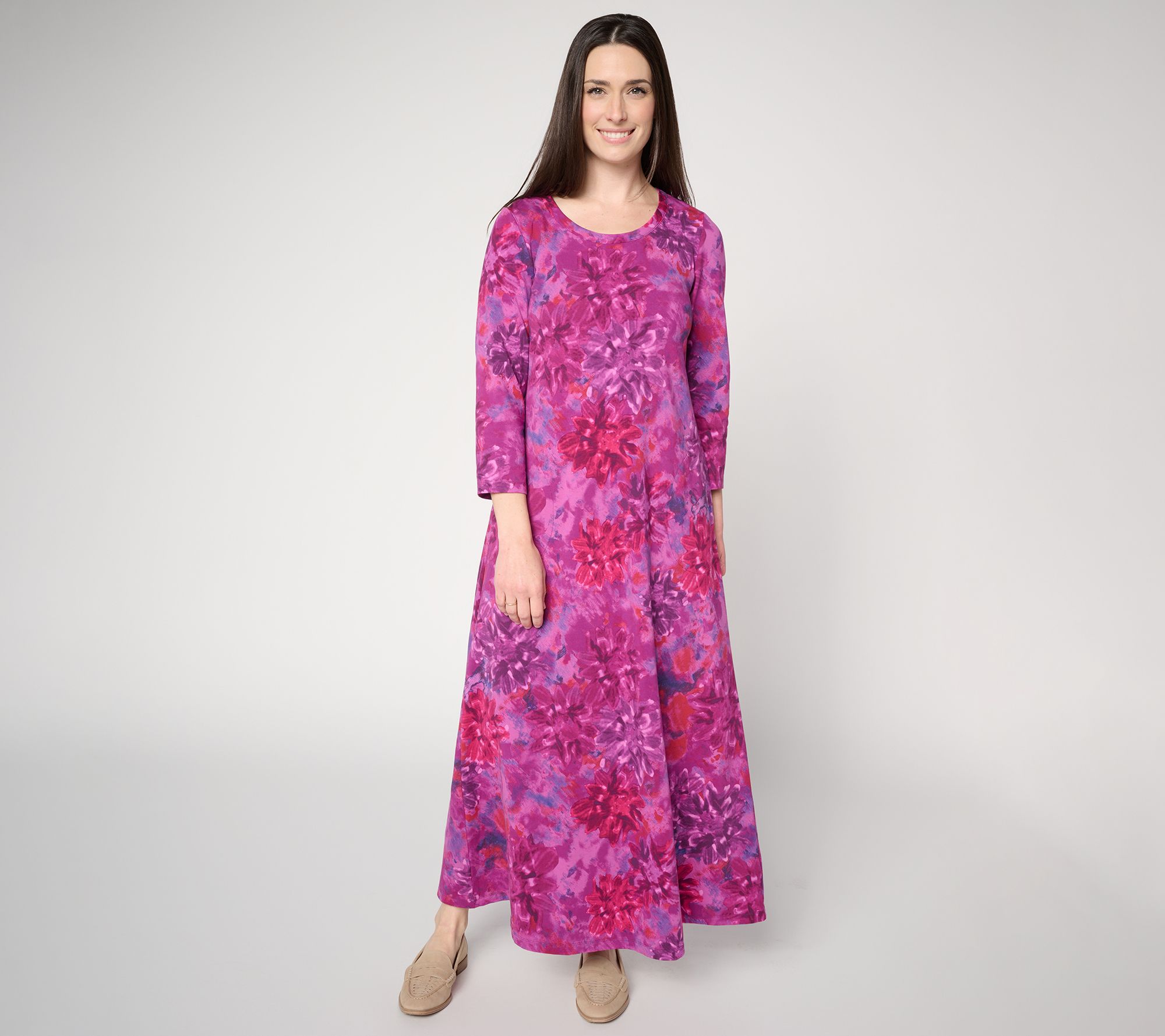 Susan Graver Weekend Regular Printed Comfy Cotton Maxi Dress