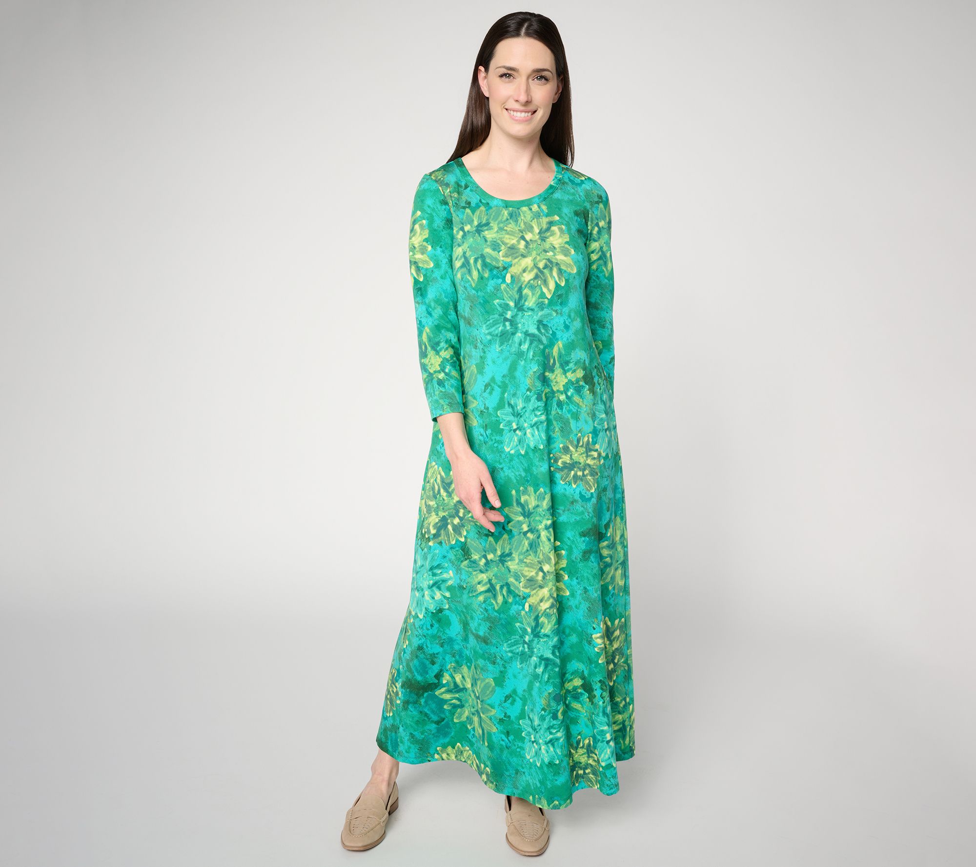 Susan Graver Weekend Regular Printed Comfy Cotton Maxi Dress