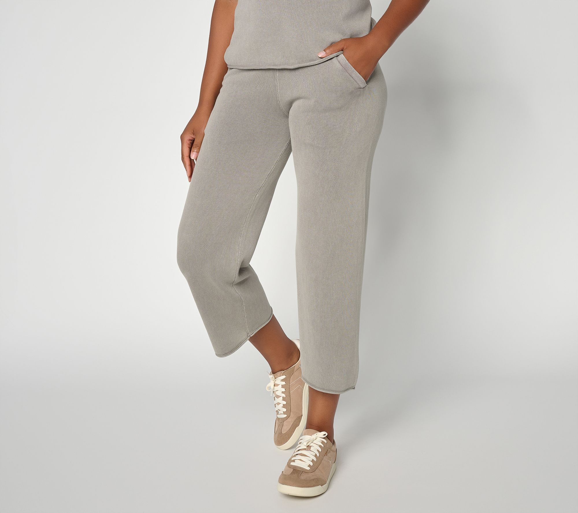 Barefoot Dreams Regular Cotton Sunbleached Rolled Edge Crop Pant