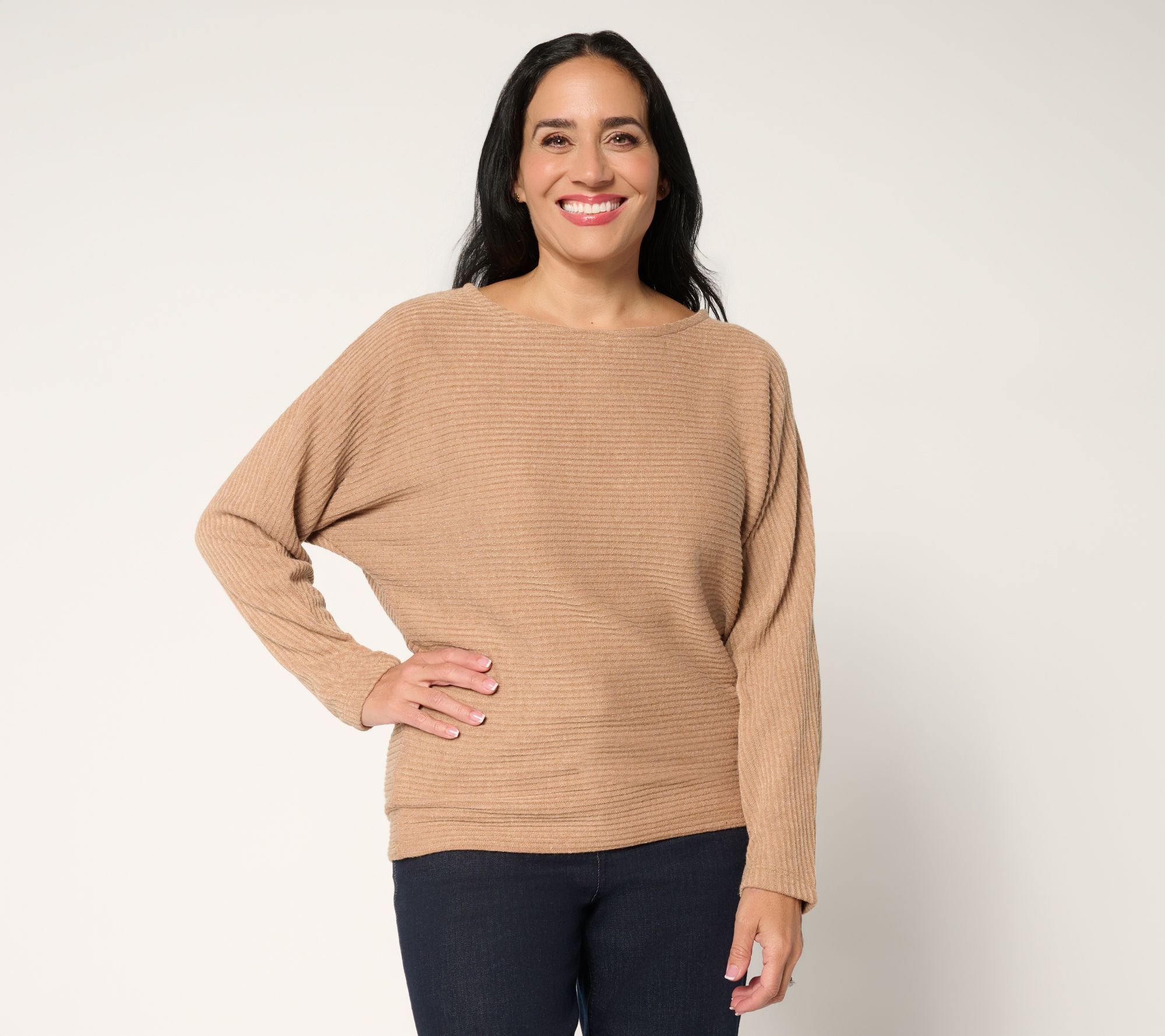 "As Is" Dennis Basso Regular Rib Sweater Top with Dolman Sleeves
