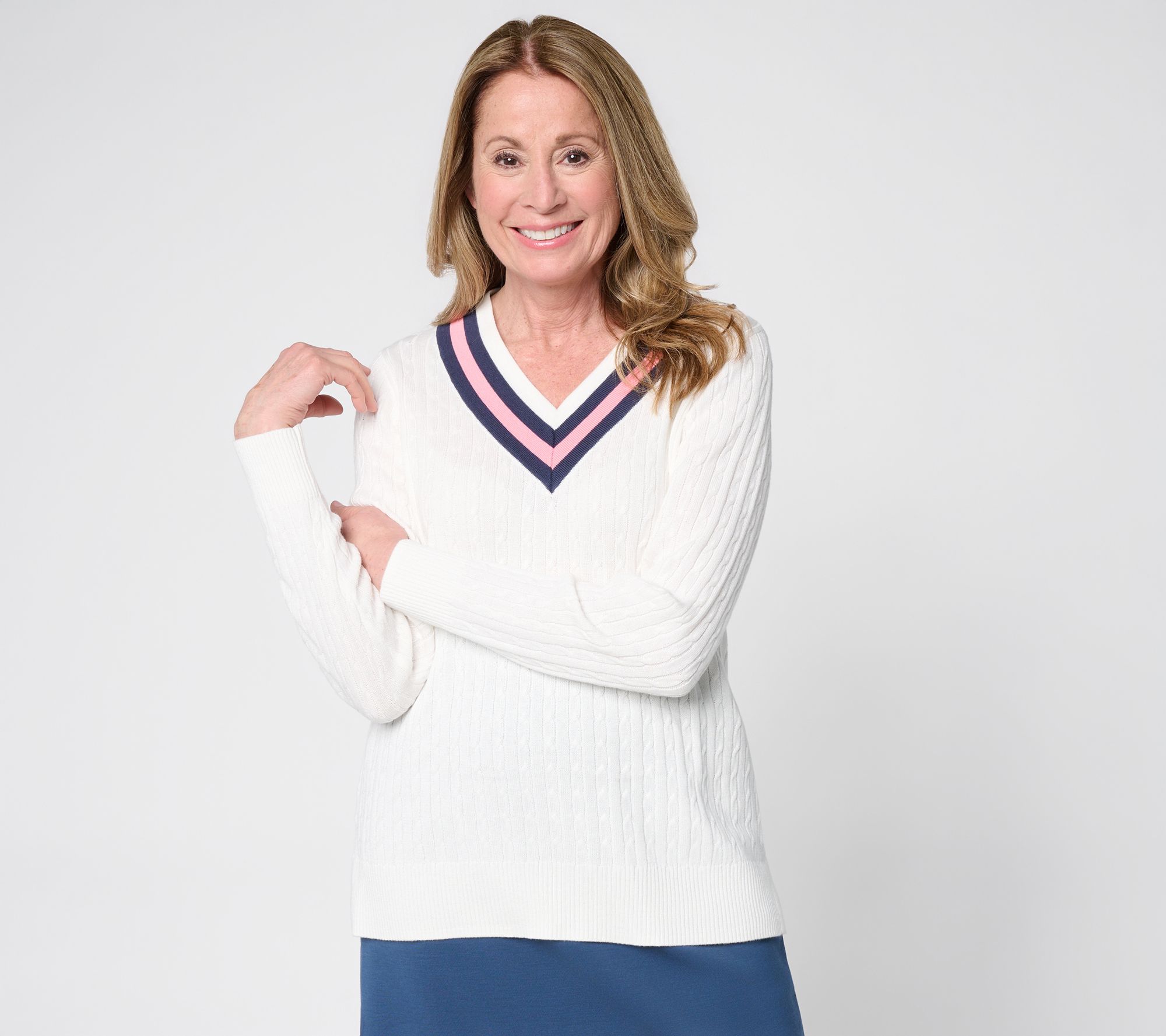 Belle by Kim Gravel Palm Beach Preppy V-Neck Sweater