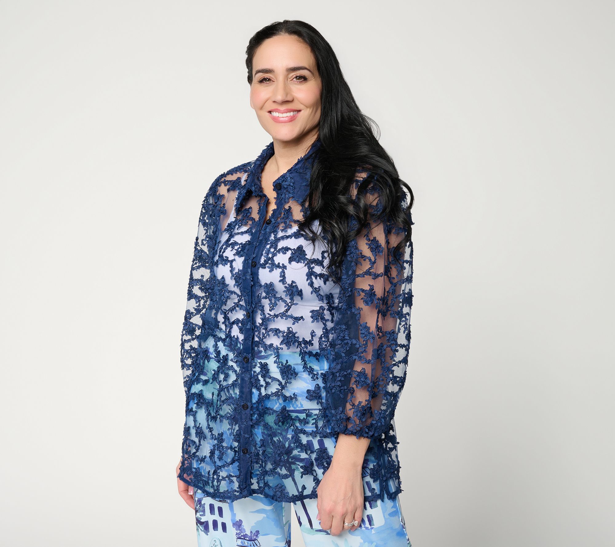 Dennis Basso Petite Texture Knit Mesh Button Front Shrug