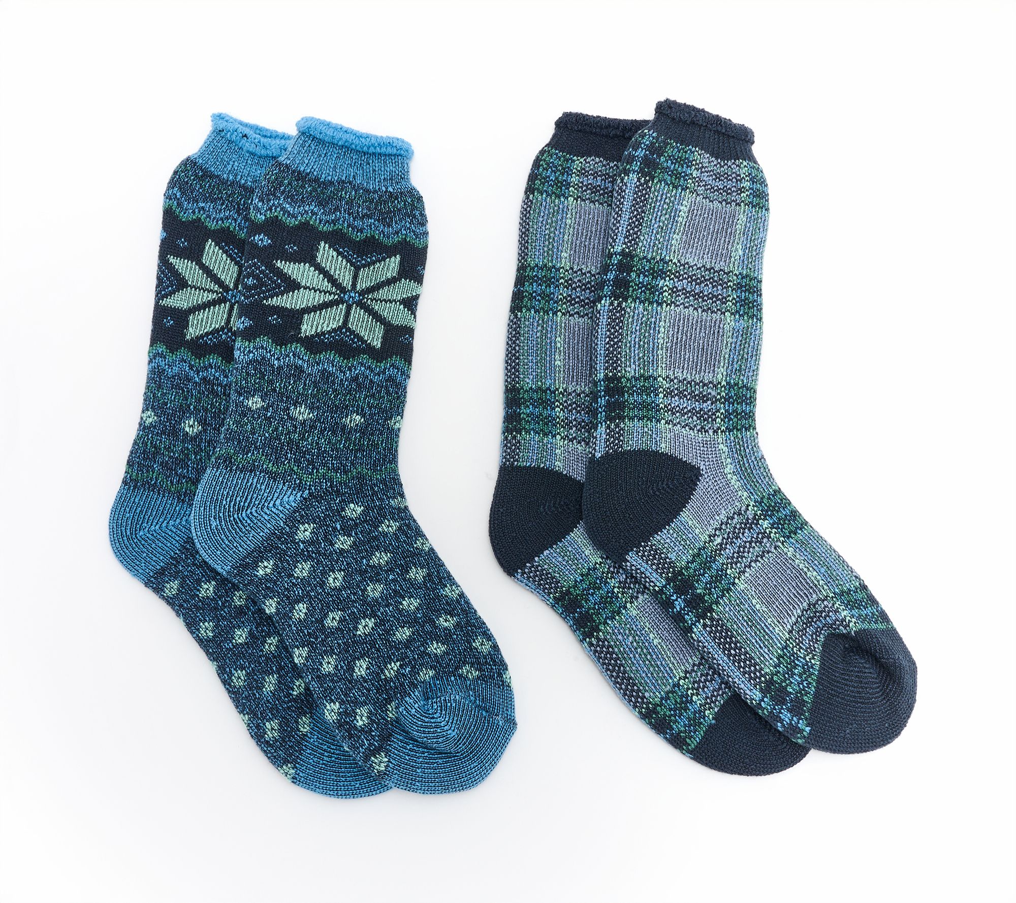 "As Is" MUK LUKS Set of 2 Tall Heat Retainer Cozy Socks