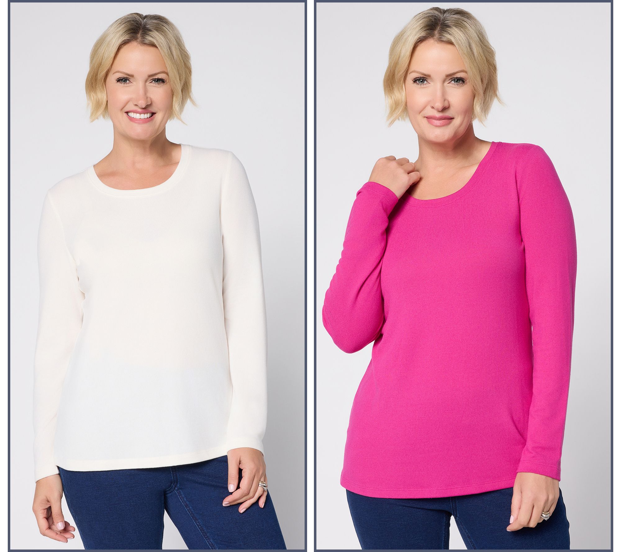 "As Is" Denim & Co. Essentials Heavenly Jersey 2-Pack Scoop Neck Tops