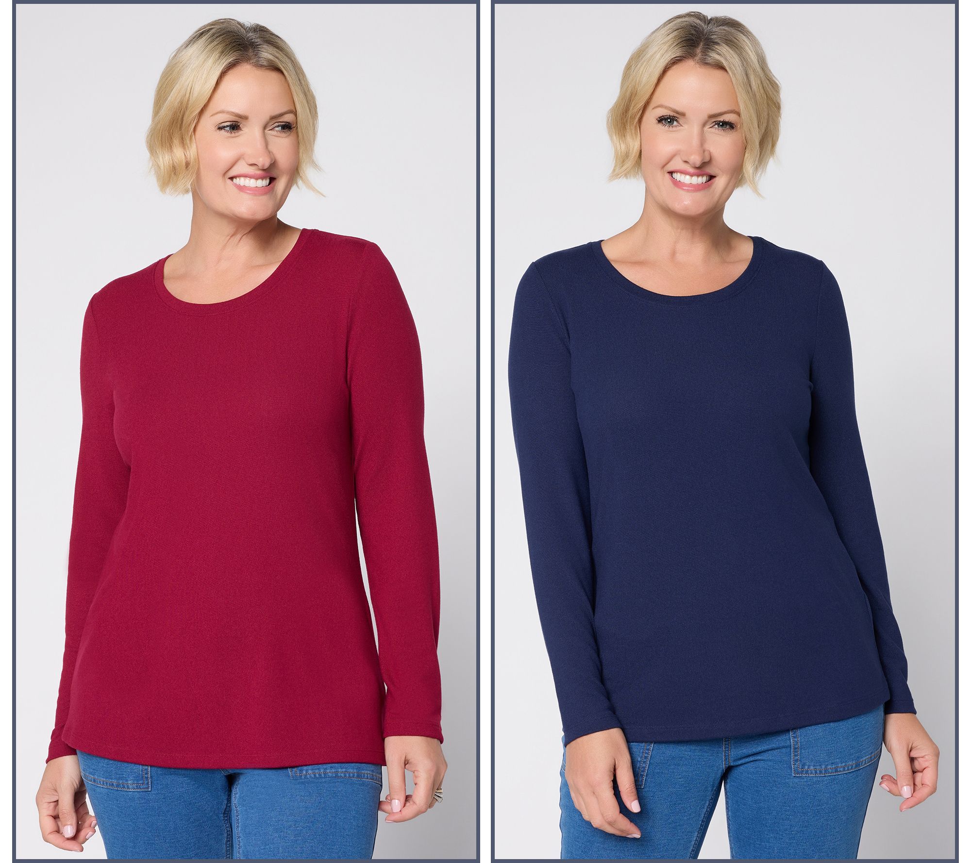 "As Is" Denim & Co. Essentials Heavenly Jersey 2-Pack Scoop Neck Tops