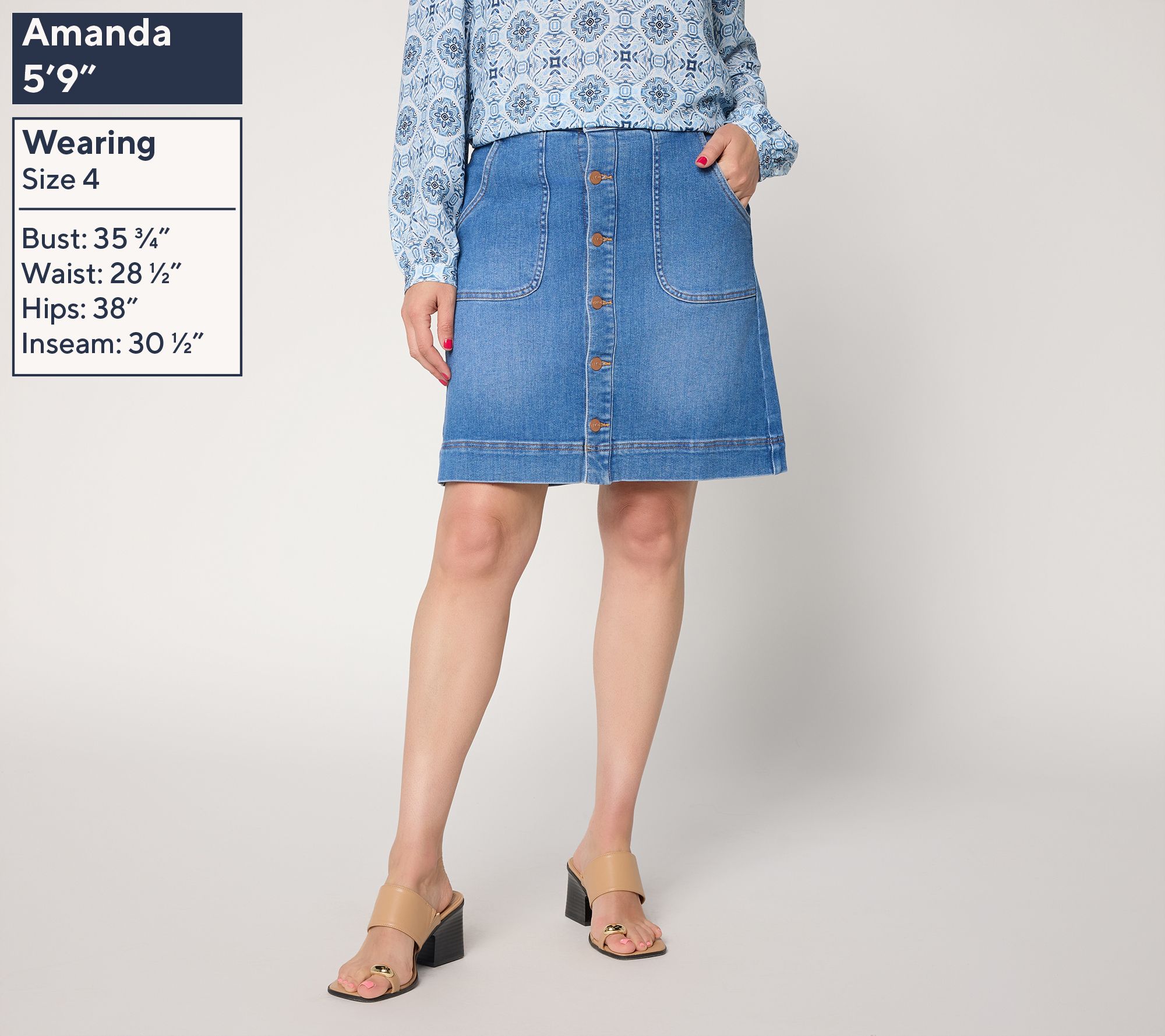 NYDJ High Rise Utility Skirt With Front Buttons - QVC.com