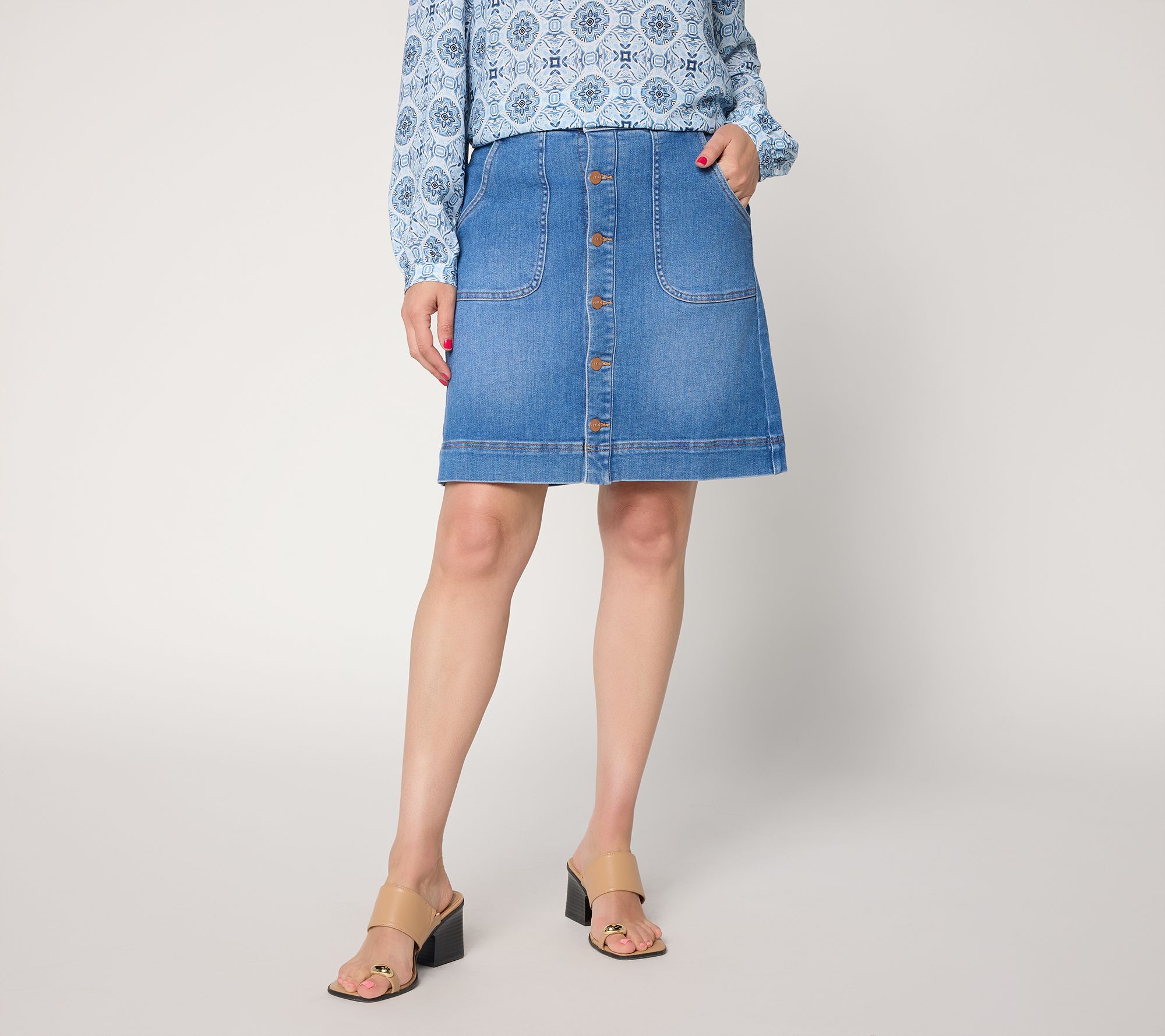 NYDJ High Rise Utility Skirt With Front Buttons