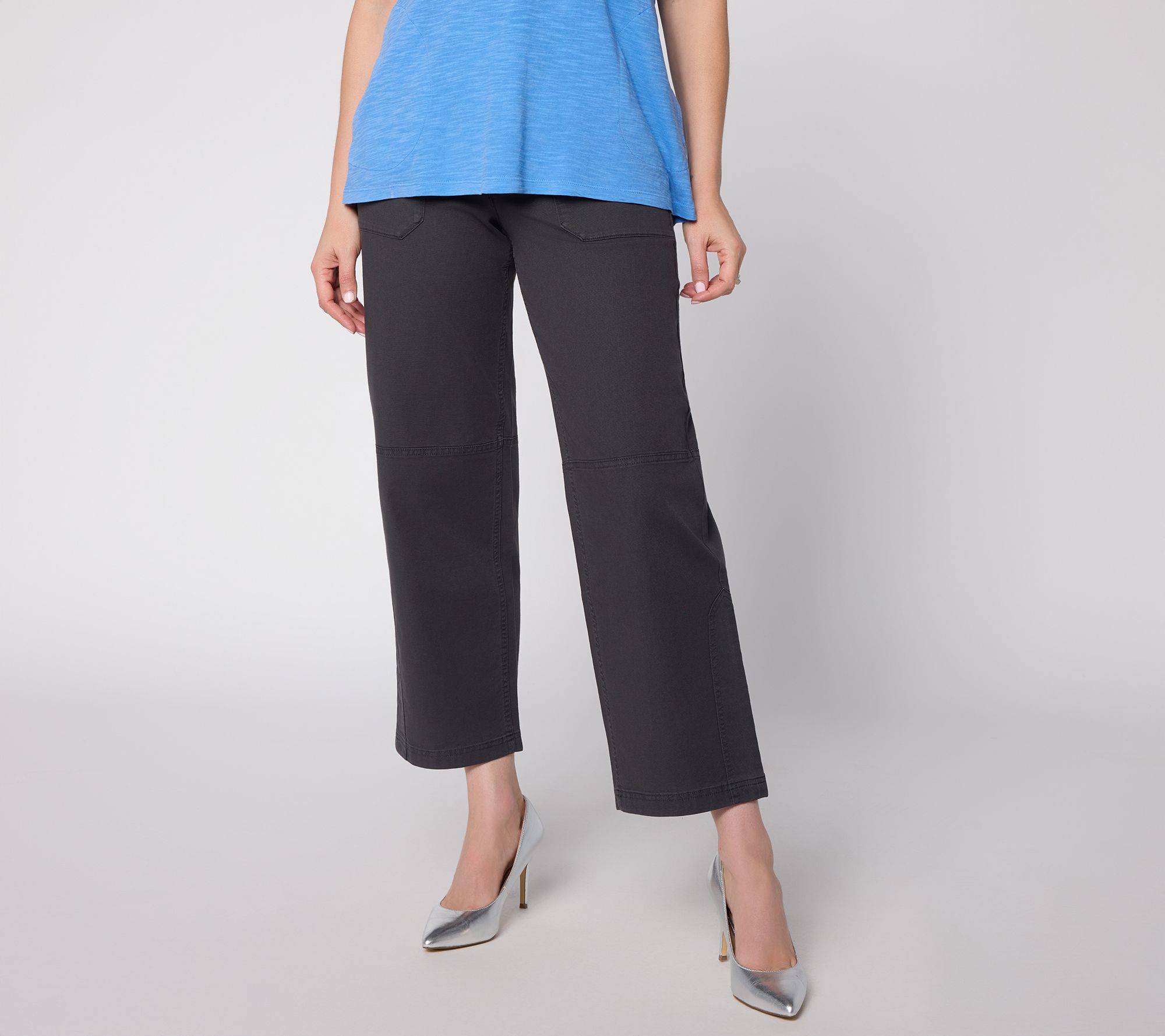LOGO by Lori Goldstein Petite Straight Ankle Seamed Pants