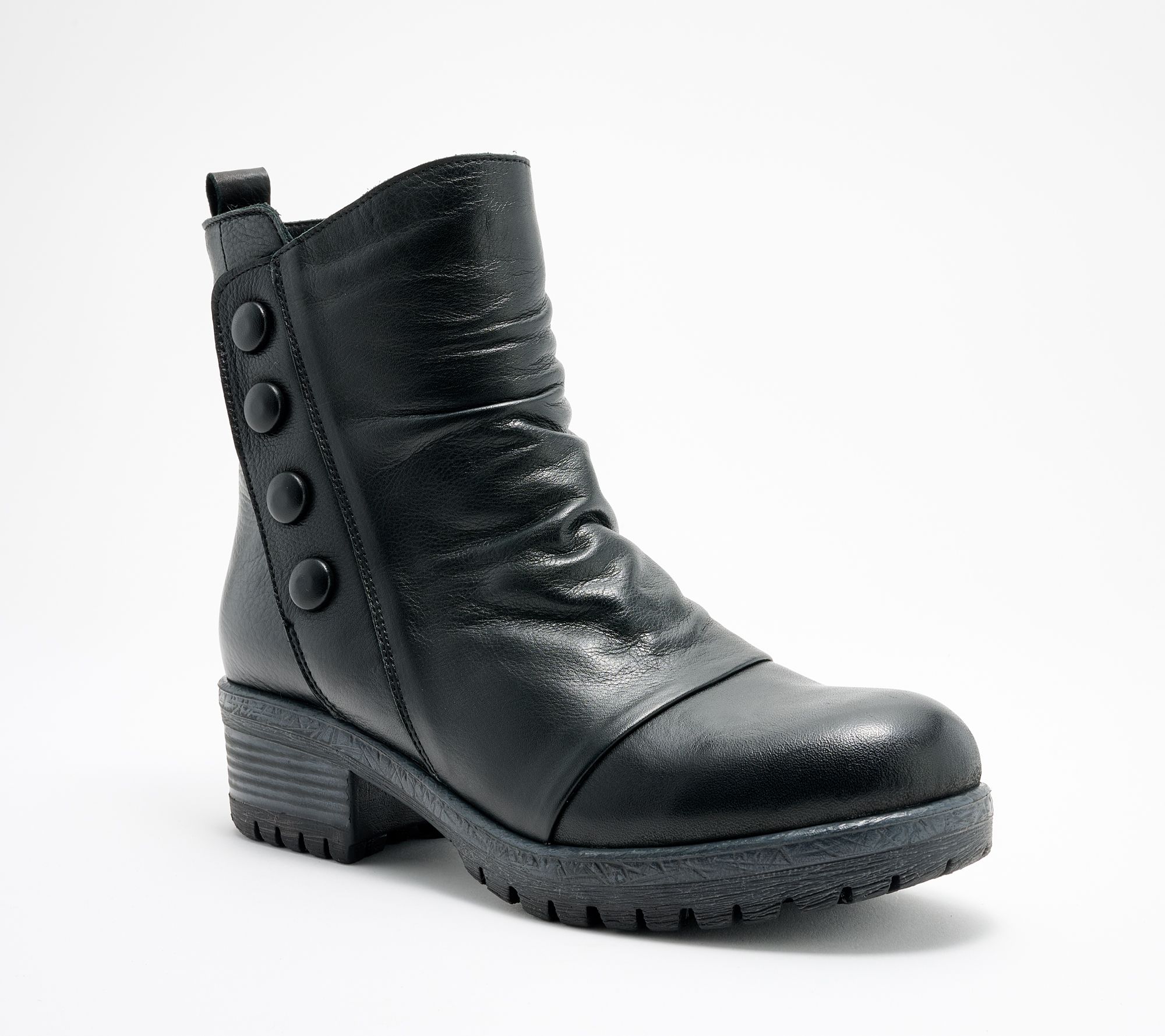 "As Is" Miz Mooz Leather Ruched Ankle Ankle Boots- Dallis