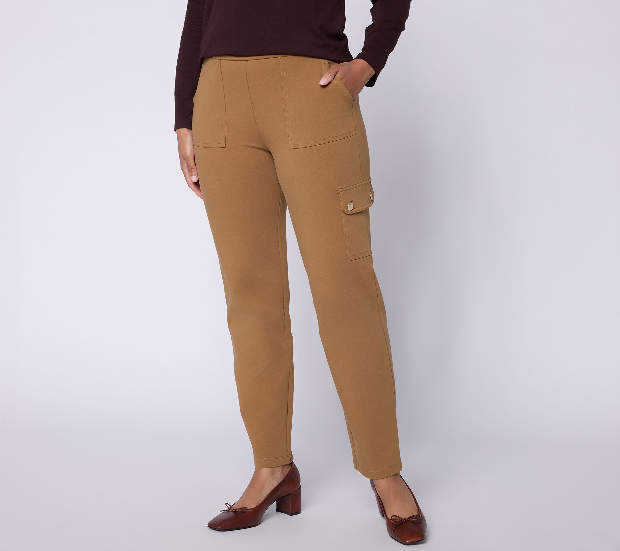 Susan Graver Petite Weekend Premium Stretch Straight Leg Ankle Pants