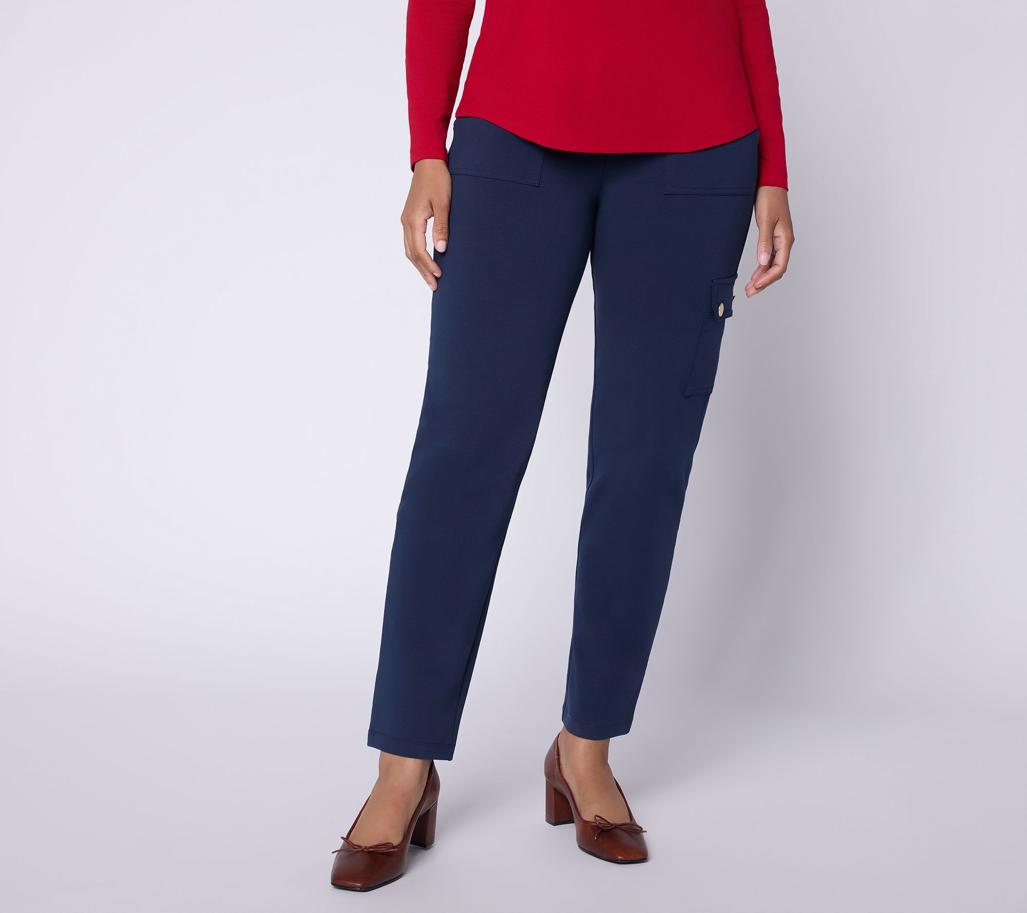 Susan Graver Petite Weekend Premium Stretch Straight Leg Ankle Pants